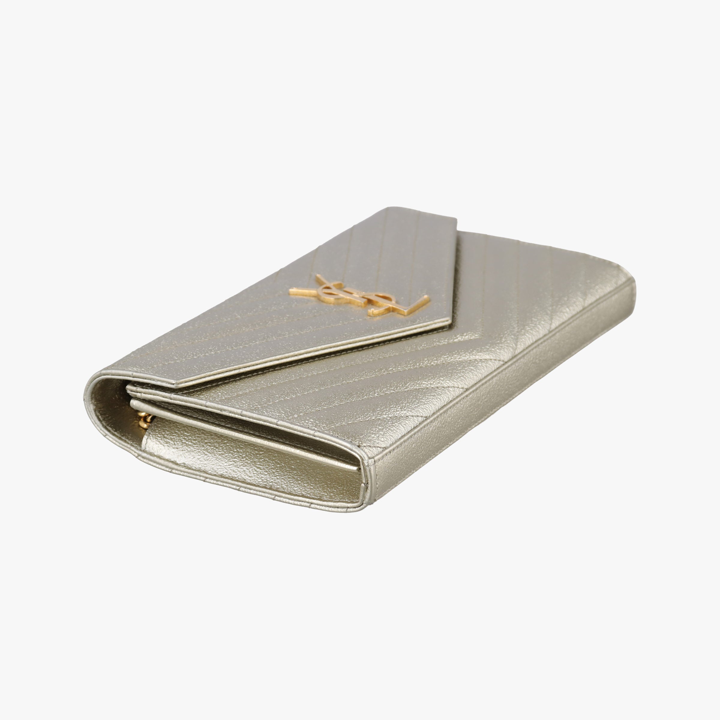 Pre-owned Yves Saint Laurent Cassandra Envelope Golden leather 377828 shoulderbag | stylenewstar