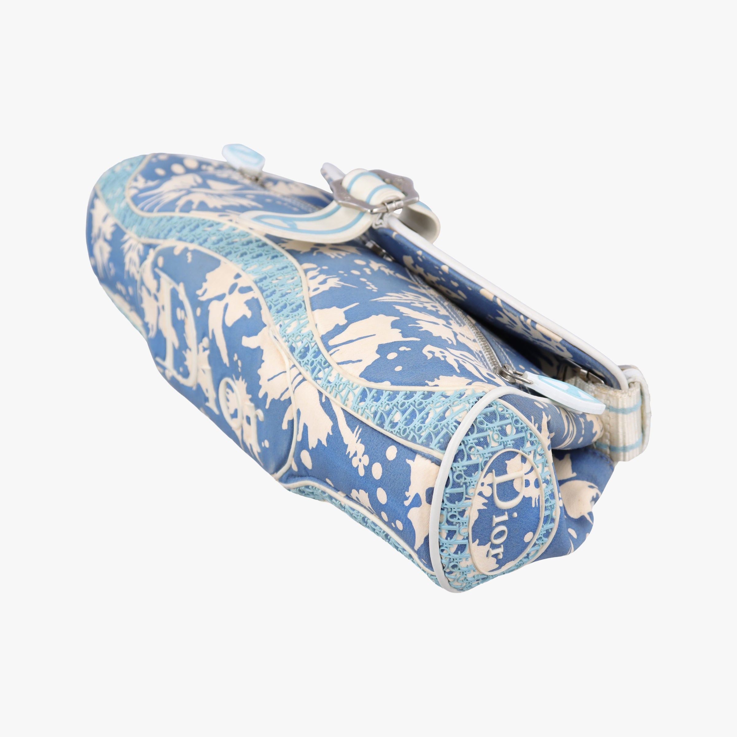 Vintage Christian Dior Vintage Surf Chick Blue x multi canvas x leather  shoulderbag | stylenewstar