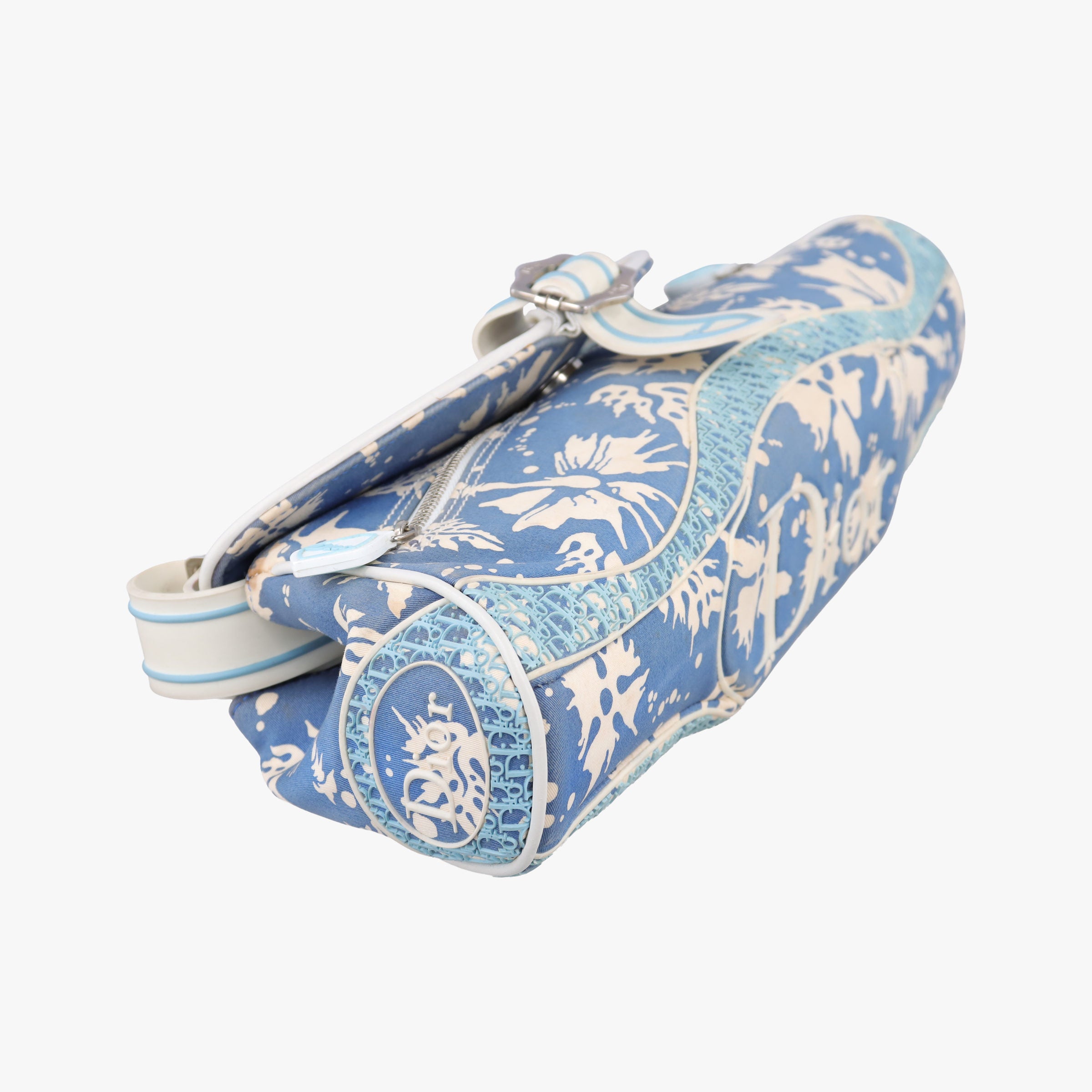 Vintage Christian Dior Vintage Surf Chick Blue x multi canvas x leather  shoulderbag | stylenewstar