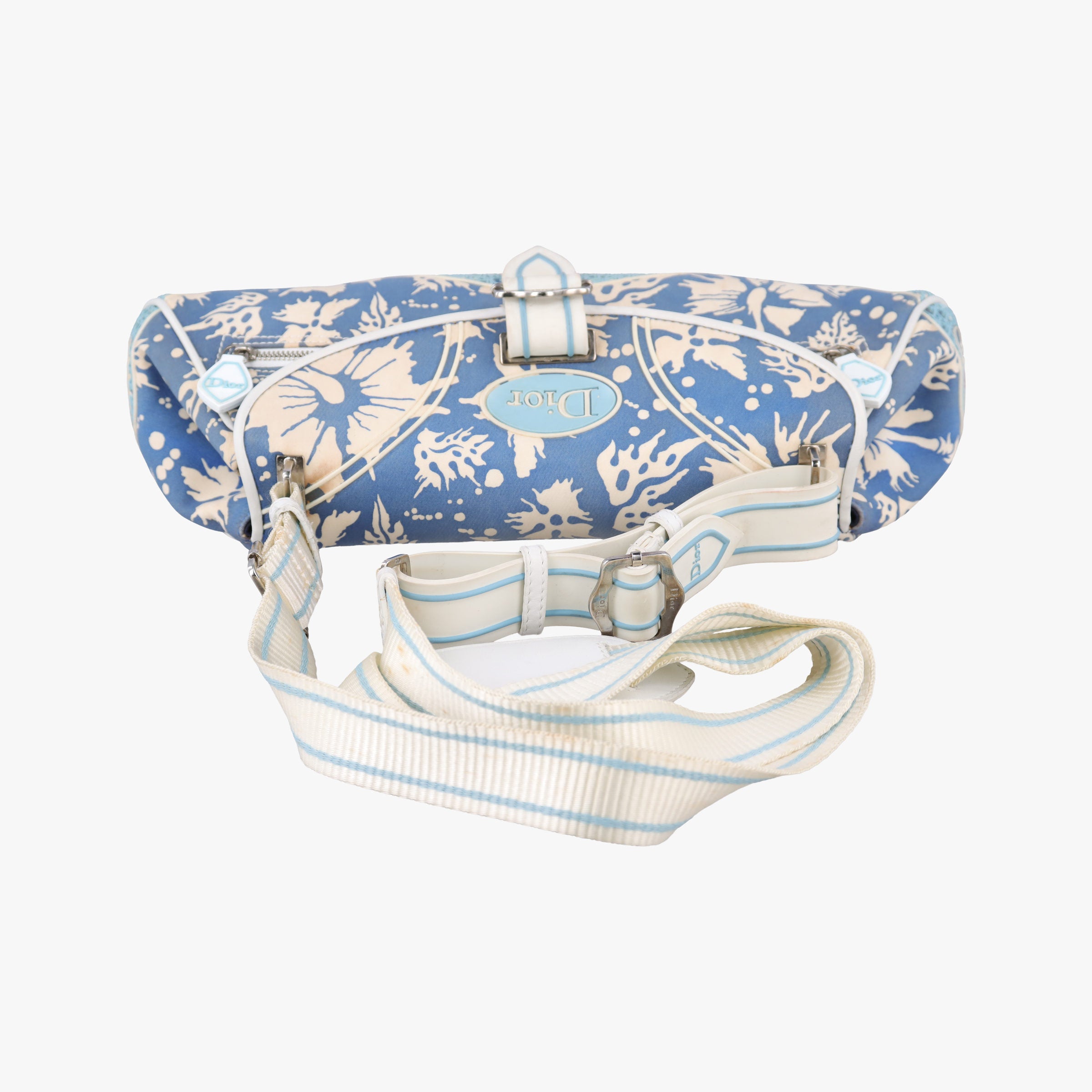 Vintage Christian Dior Vintage Surf Chick Blue x multi canvas x leather  shoulderbag | stylenewstar