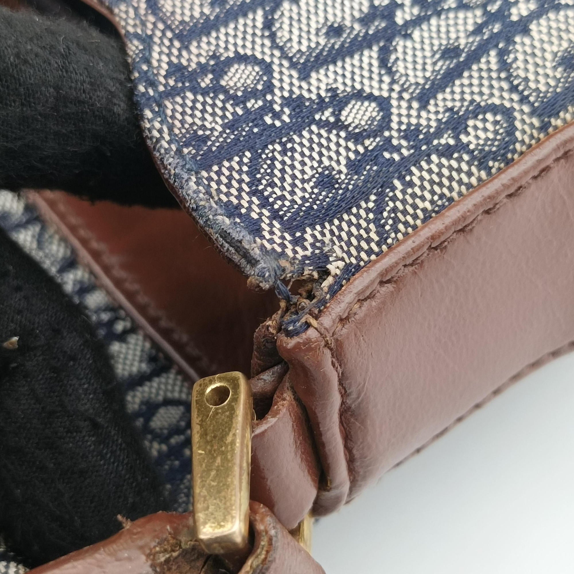 Pre-owned Christian Dior Street Chic Brown×blue canvasxleather  shoulderbag | stylenewstar
