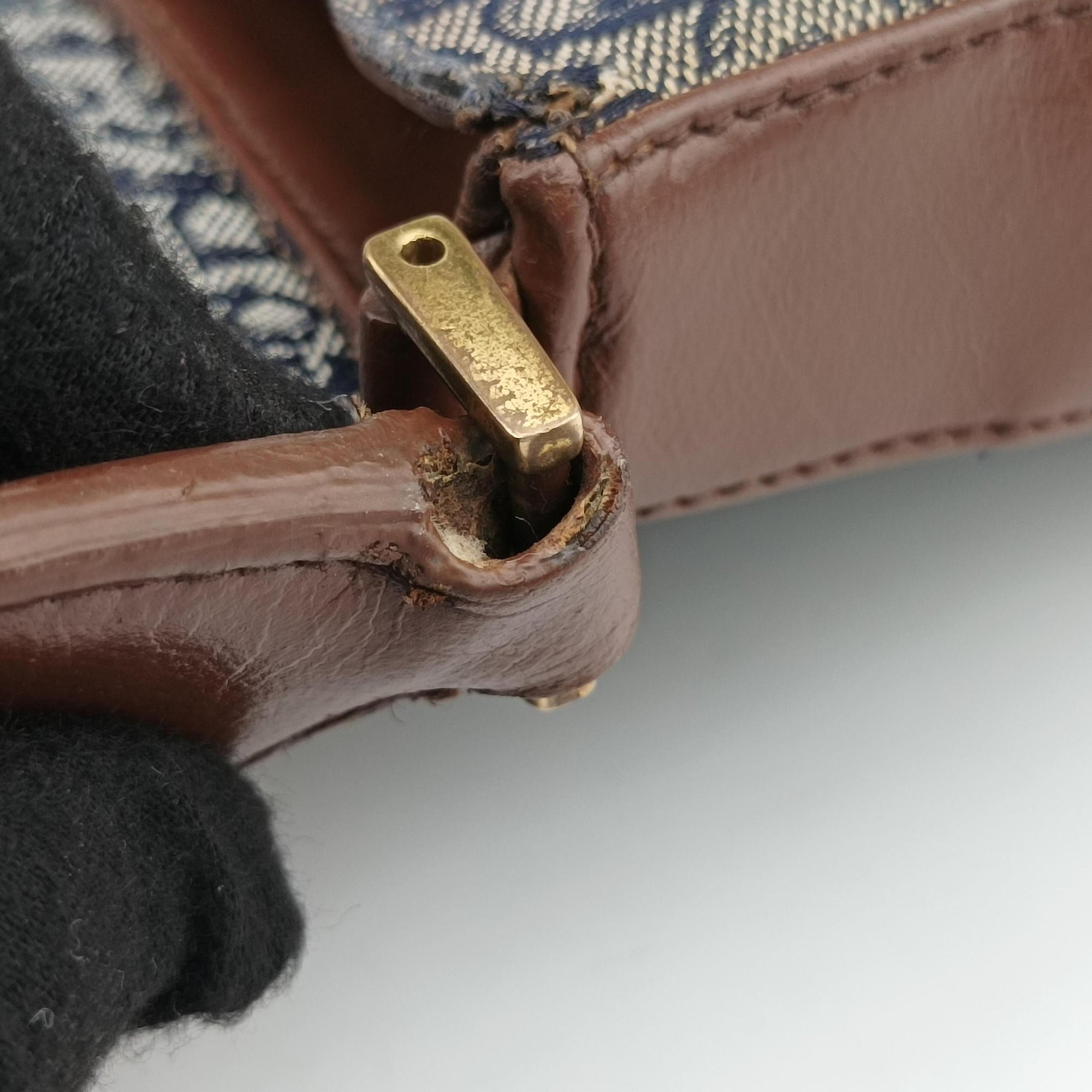 Pre-owned Christian Dior Street Chic Brown×blue canvasxleather  shoulderbag | stylenewstar