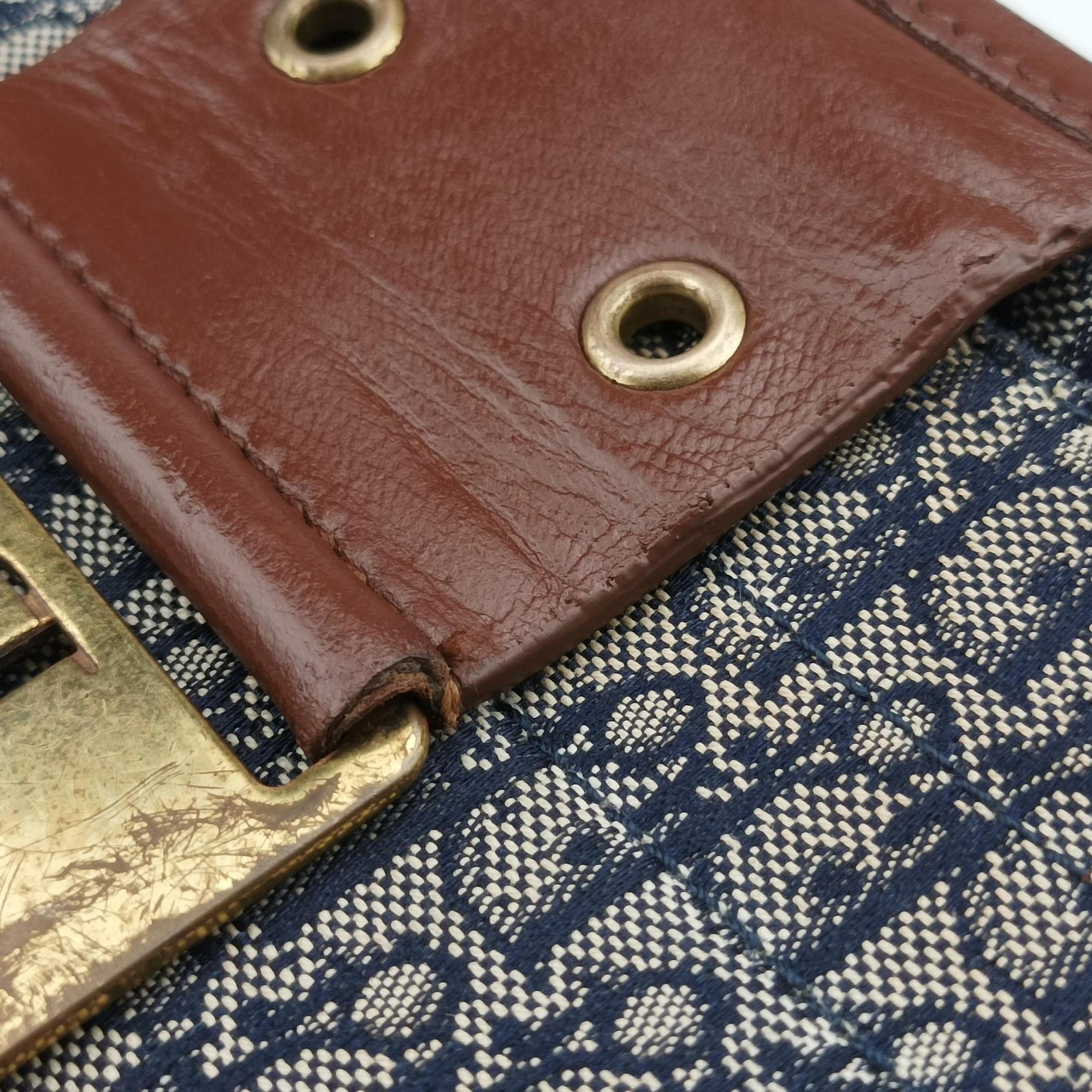 Pre-owned Christian Dior Street Chic Brown×blue canvasxleather  shoulderbag | stylenewstar