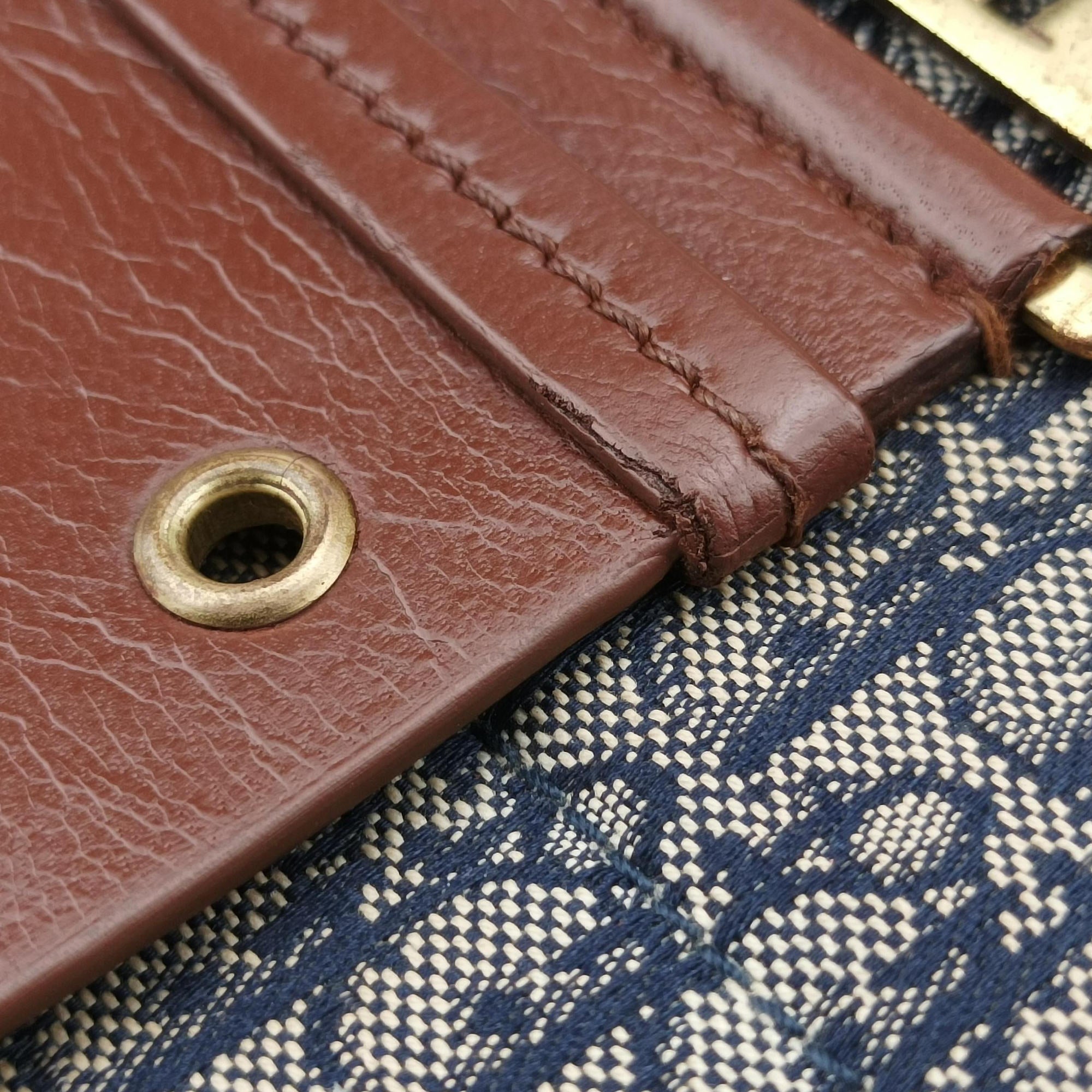 Pre-owned Christian Dior Street Chic Brown×blue canvasxleather  shoulderbag | stylenewstar