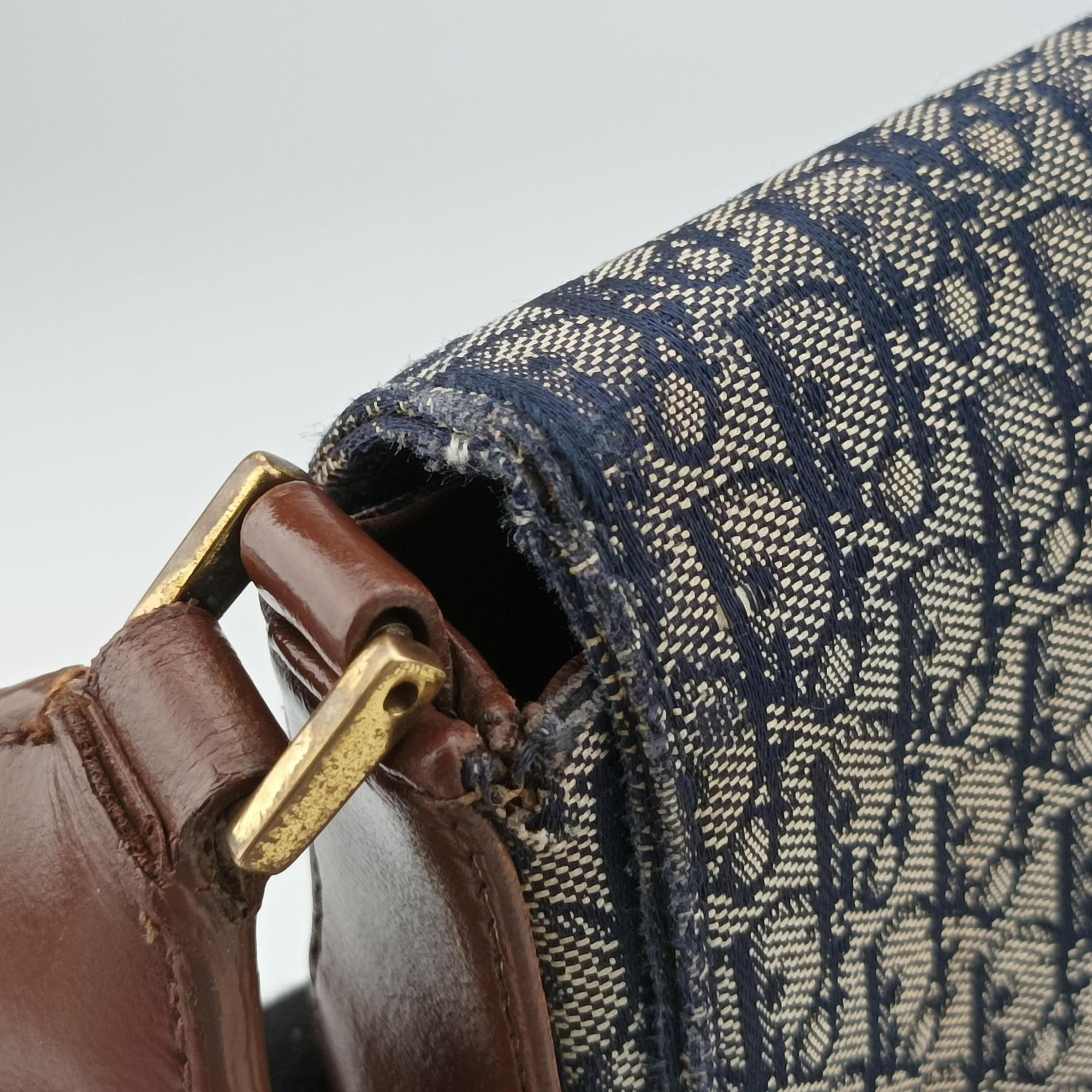 Pre-owned Christian Dior Street Chic Brown×blue canvasxleather  shoulderbag | stylenewstar