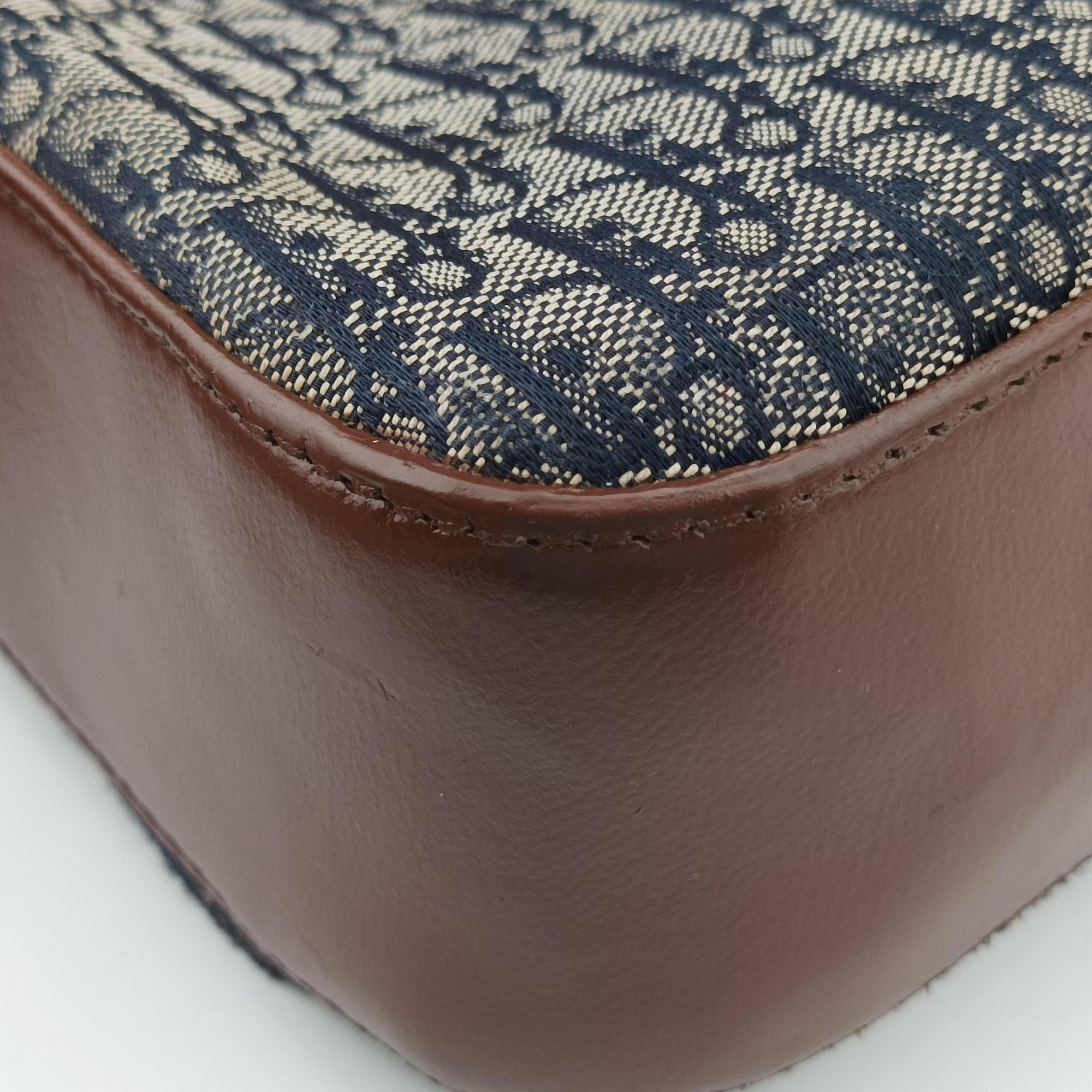 Pre-owned Christian Dior Street Chic Brown×blue canvasxleather  shoulderbag | stylenewstar