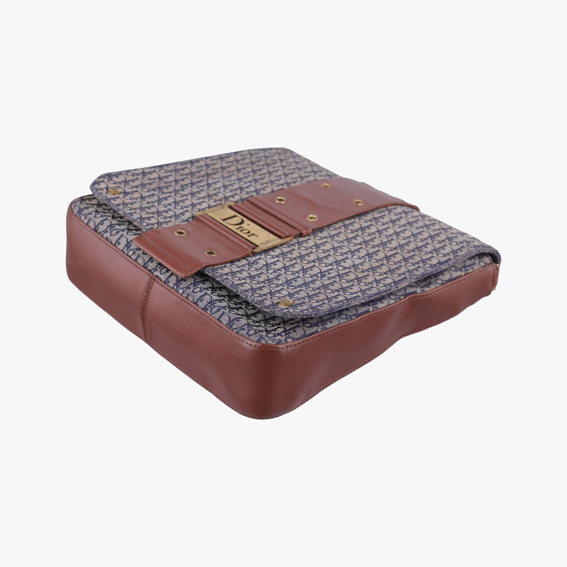 Pre-owned Christian Dior Street Chic Brown×blue canvasxleather  shoulderbag | stylenewstar