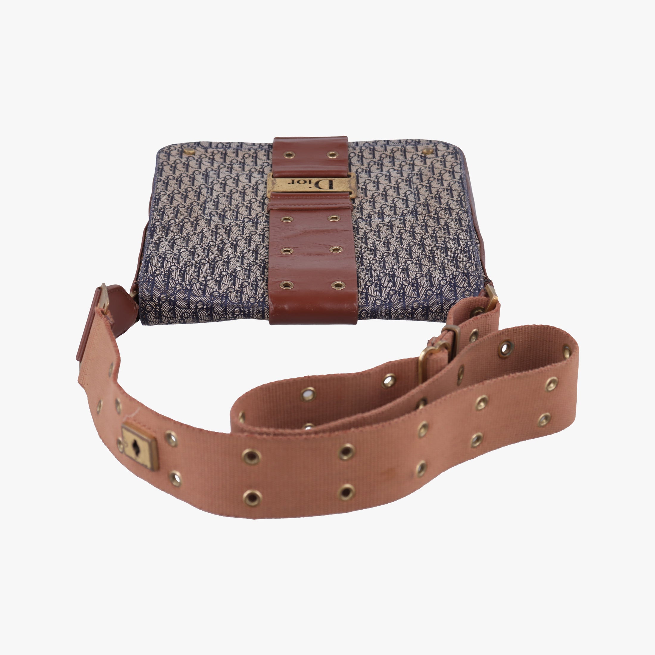 Pre-owned Christian Dior Street Chic Brown×blue canvasxleather  shoulderbag | stylenewstar