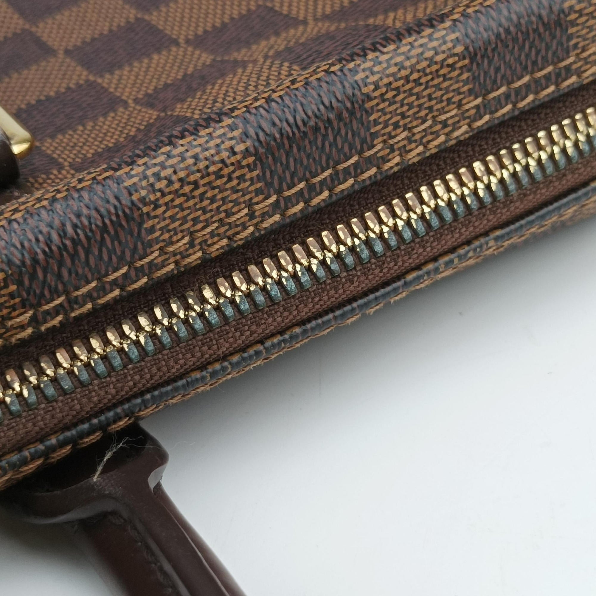 Pre-owned Louis Vuitton Porte Documents Voyage EBENE Damier Canvas N41124 handbag | stylenewstar