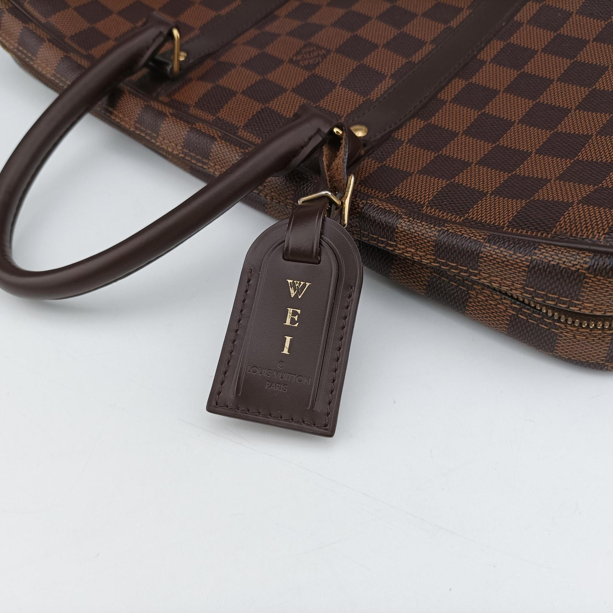 Pre-owned Louis Vuitton Porte Documents Voyage EBENE Damier Canvas N41124 handbag | stylenewstar