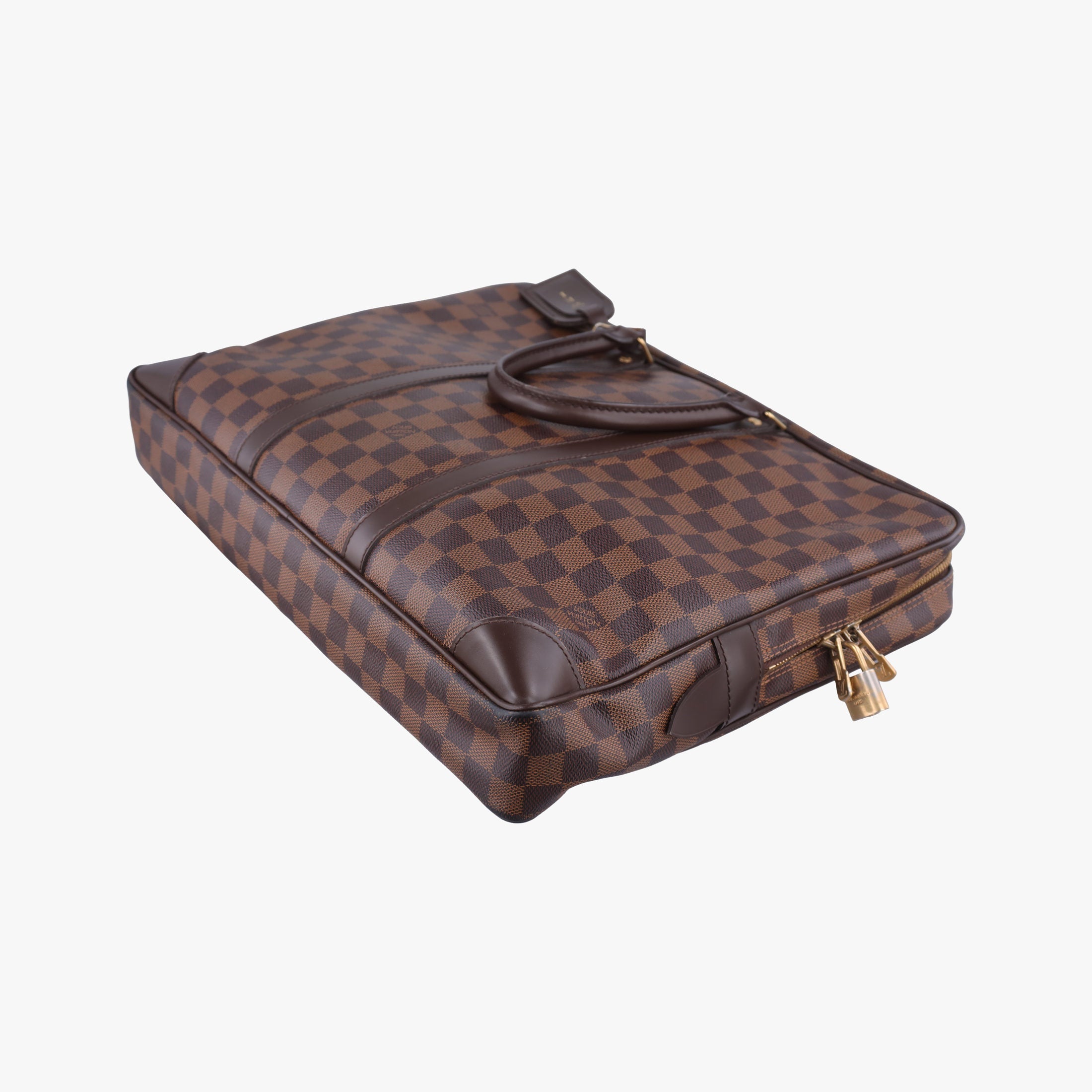 Pre-owned Louis Vuitton Porte Documents Voyage EBENE Damier Canvas N41124 handbag | stylenewstar