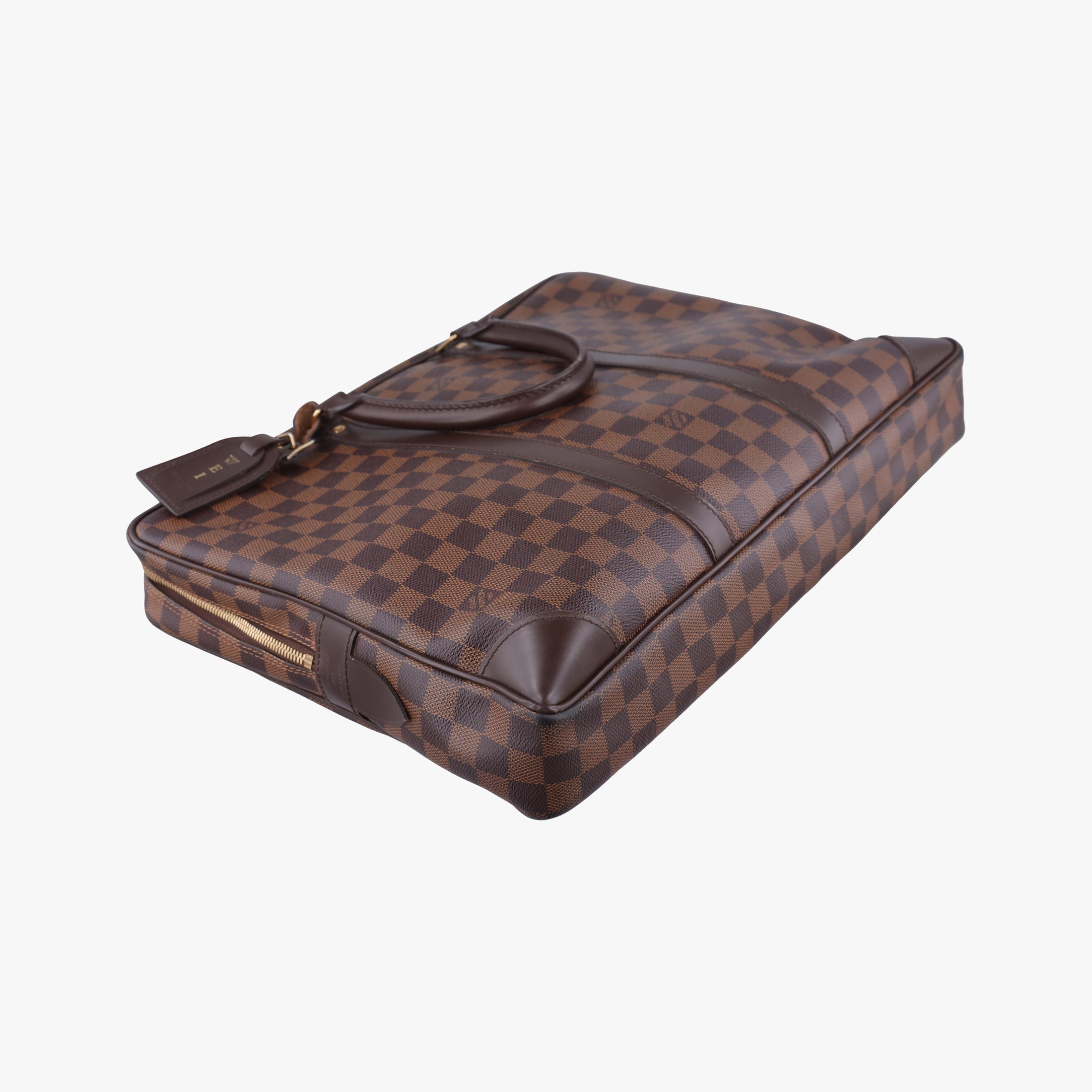 Pre-owned Louis Vuitton Porte Documents Voyage EBENE Damier Canvas N41124 handbag | stylenewstar