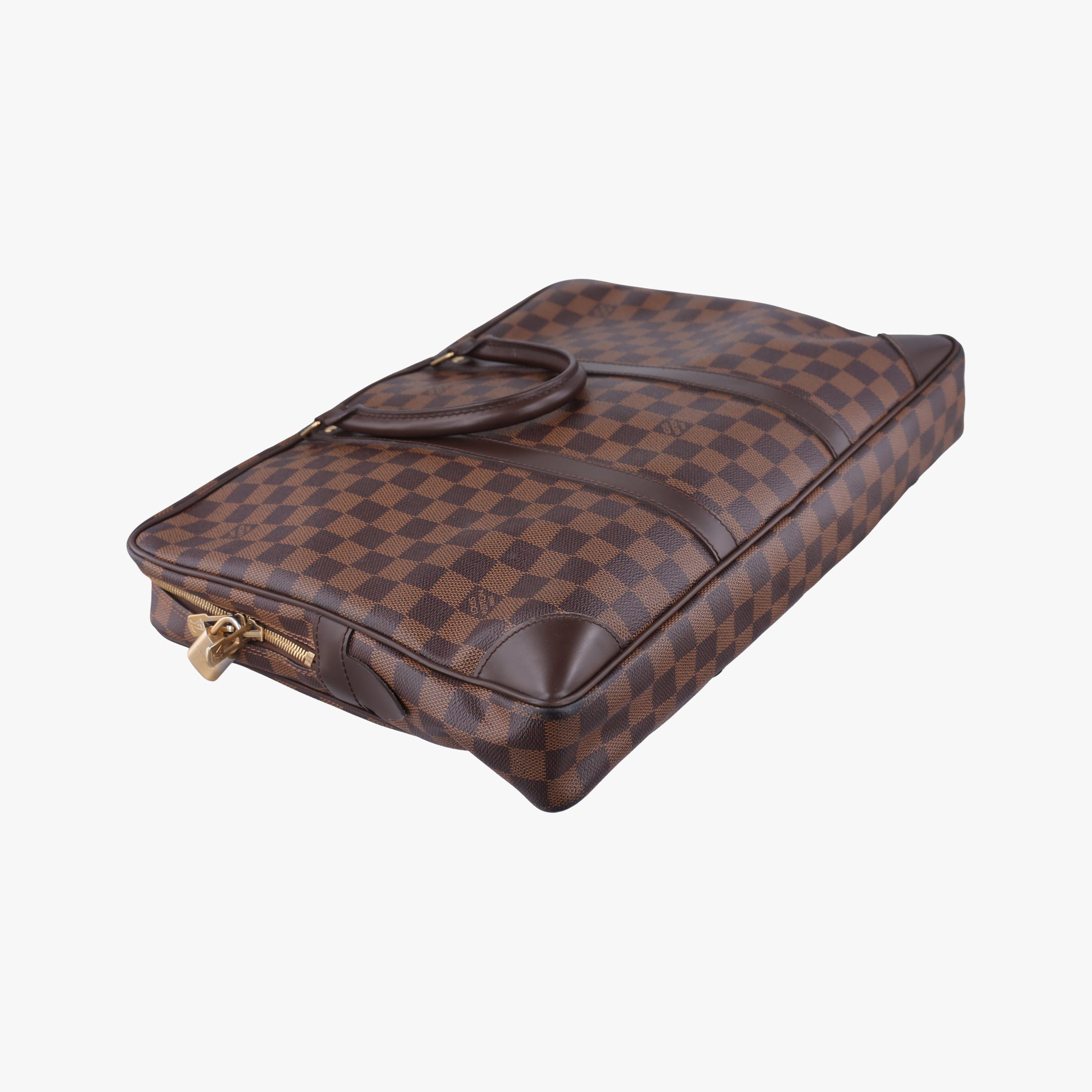 Pre-owned Louis Vuitton Porte Documents Voyage EBENE Damier Canvas N41124 handbag | stylenewstar