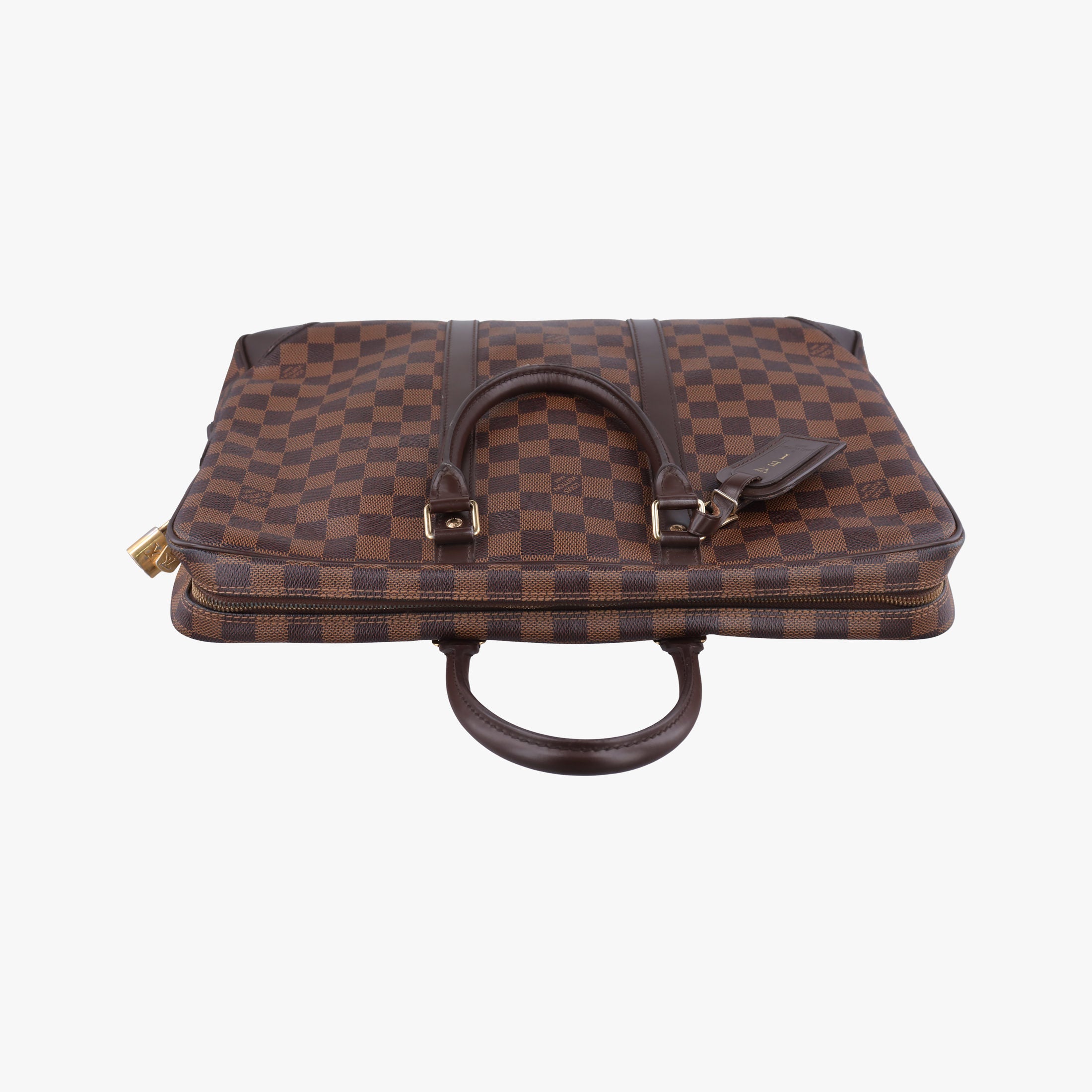 Pre-owned Louis Vuitton Porte Documents Voyage EBENE Damier Canvas N41124 handbag | stylenewstar