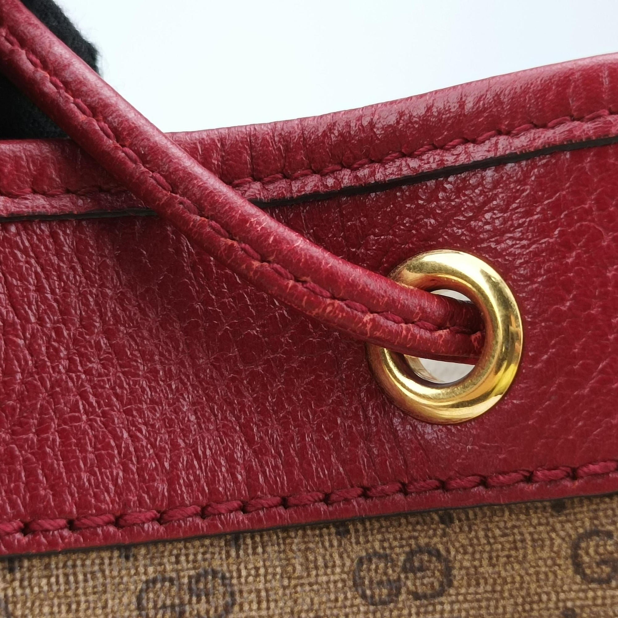 Pre-owned Gucci Doraemon collaboration Brown x red PVC coated canvas×Leather 655597 shoulderbag | stylenewstar