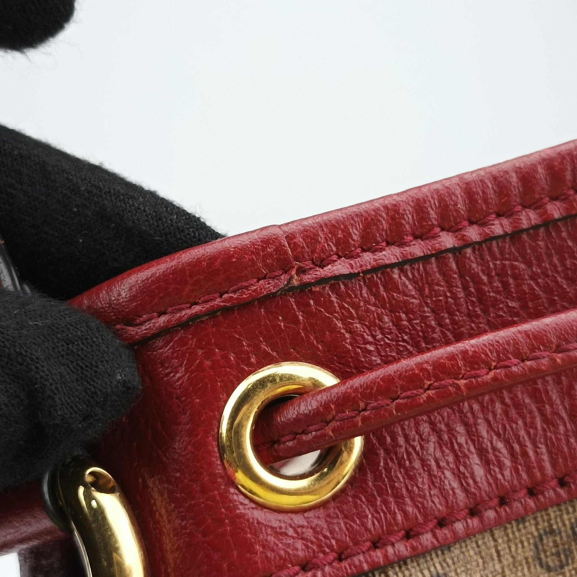 Pre-owned Gucci Doraemon collaboration Brown x red PVC coated canvas×Leather 655597 shoulderbag | stylenewstar