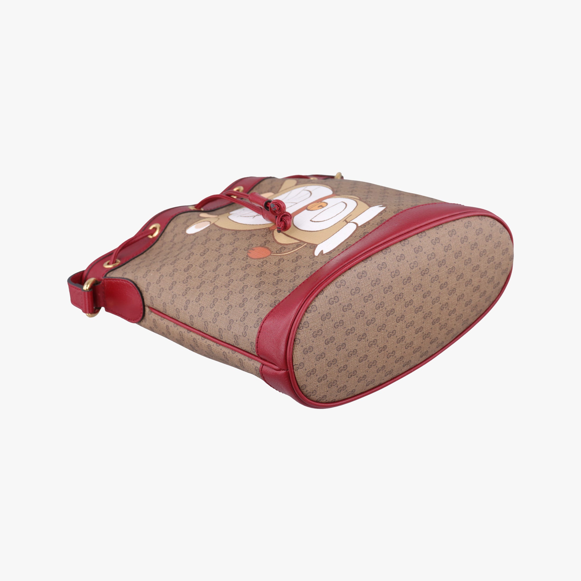 Pre-owned Gucci Doraemon collaboration Brown x red PVC coated canvas×Leather 655597 shoulderbag | stylenewstar