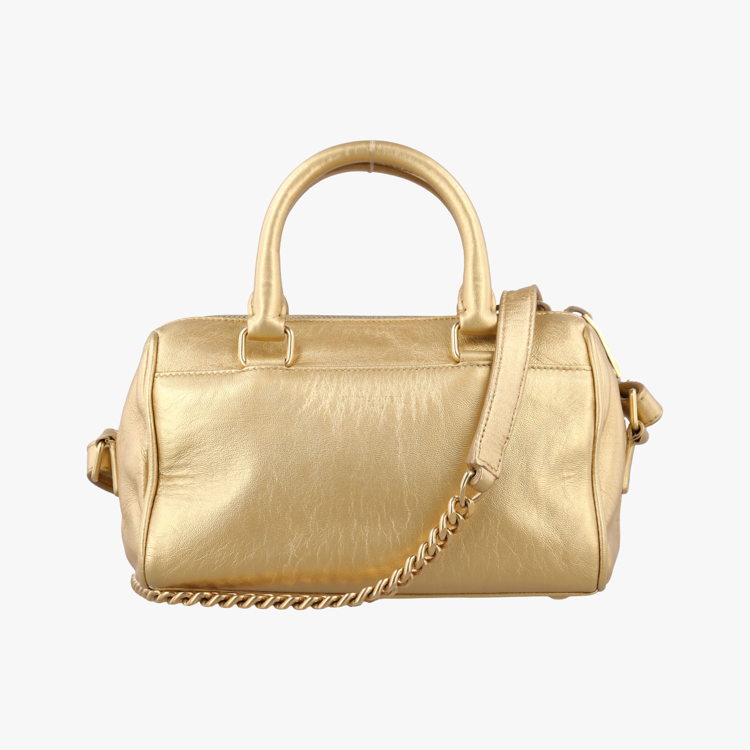 Pre-owned Yves Saint Laurent CLASSIC BABY DUFFLE Golden Leather 340238 shoulderbag | stylenewstar