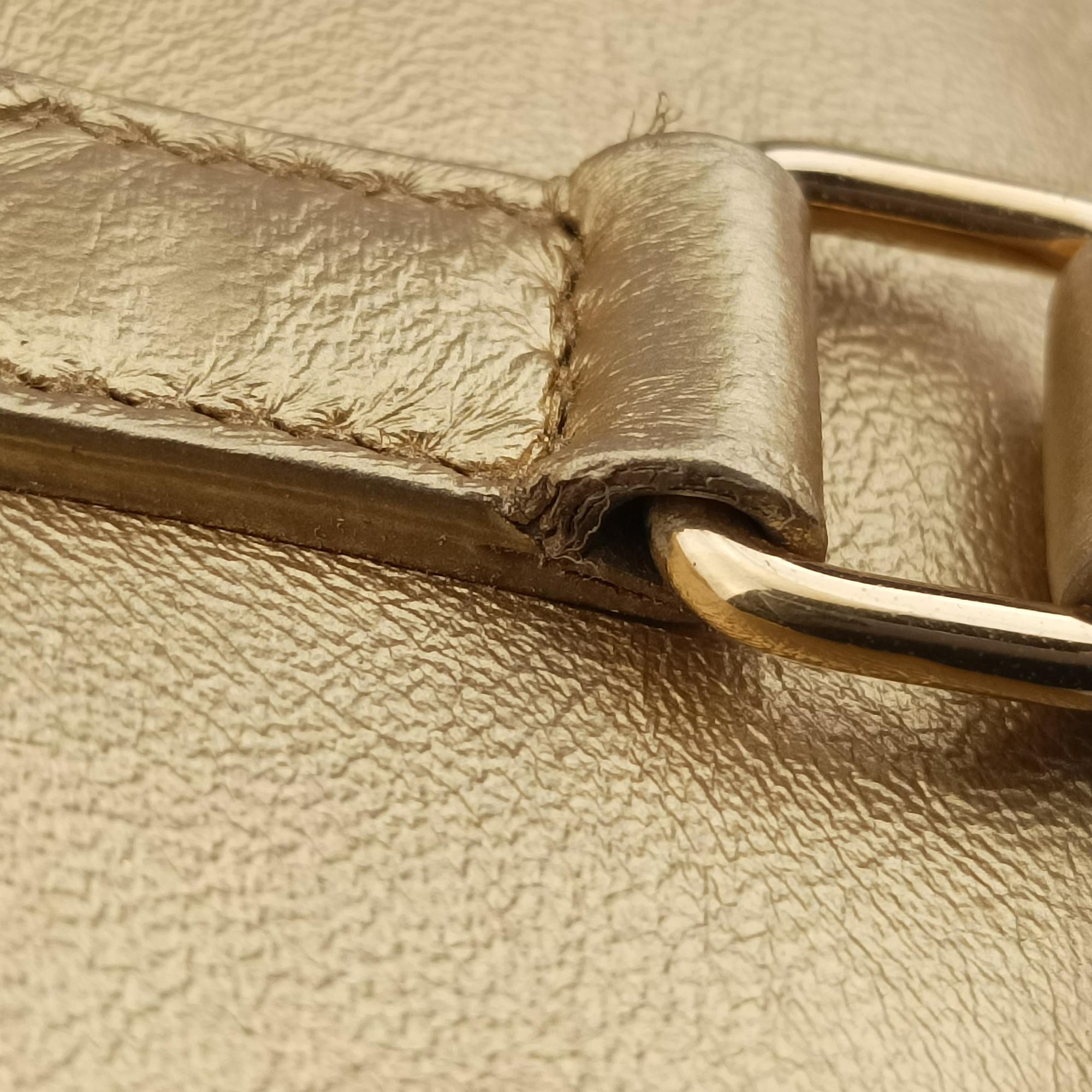 Pre-owned Yves Saint Laurent CLASSIC BABY DUFFLE Golden Leather 340238 shoulderbag | stylenewstar