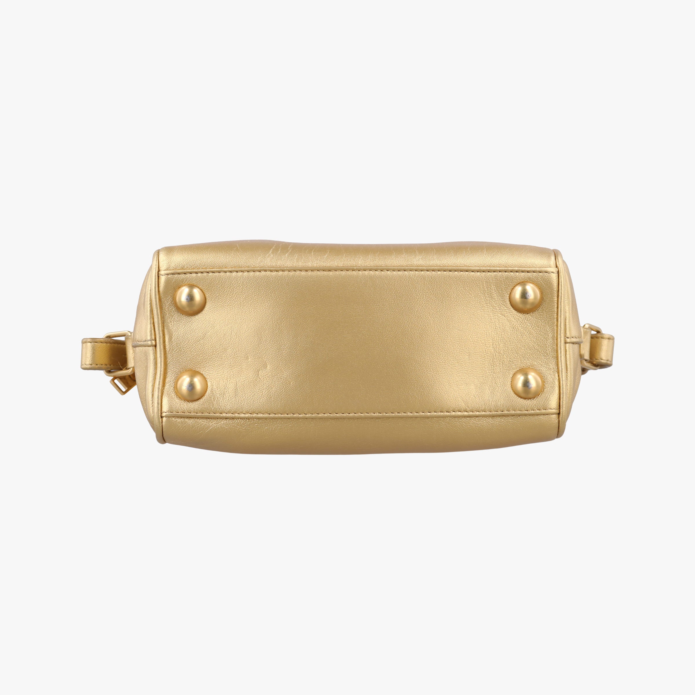 Pre-owned Yves Saint Laurent CLASSIC BABY DUFFLE Golden Leather 340238 shoulderbag | stylenewstar