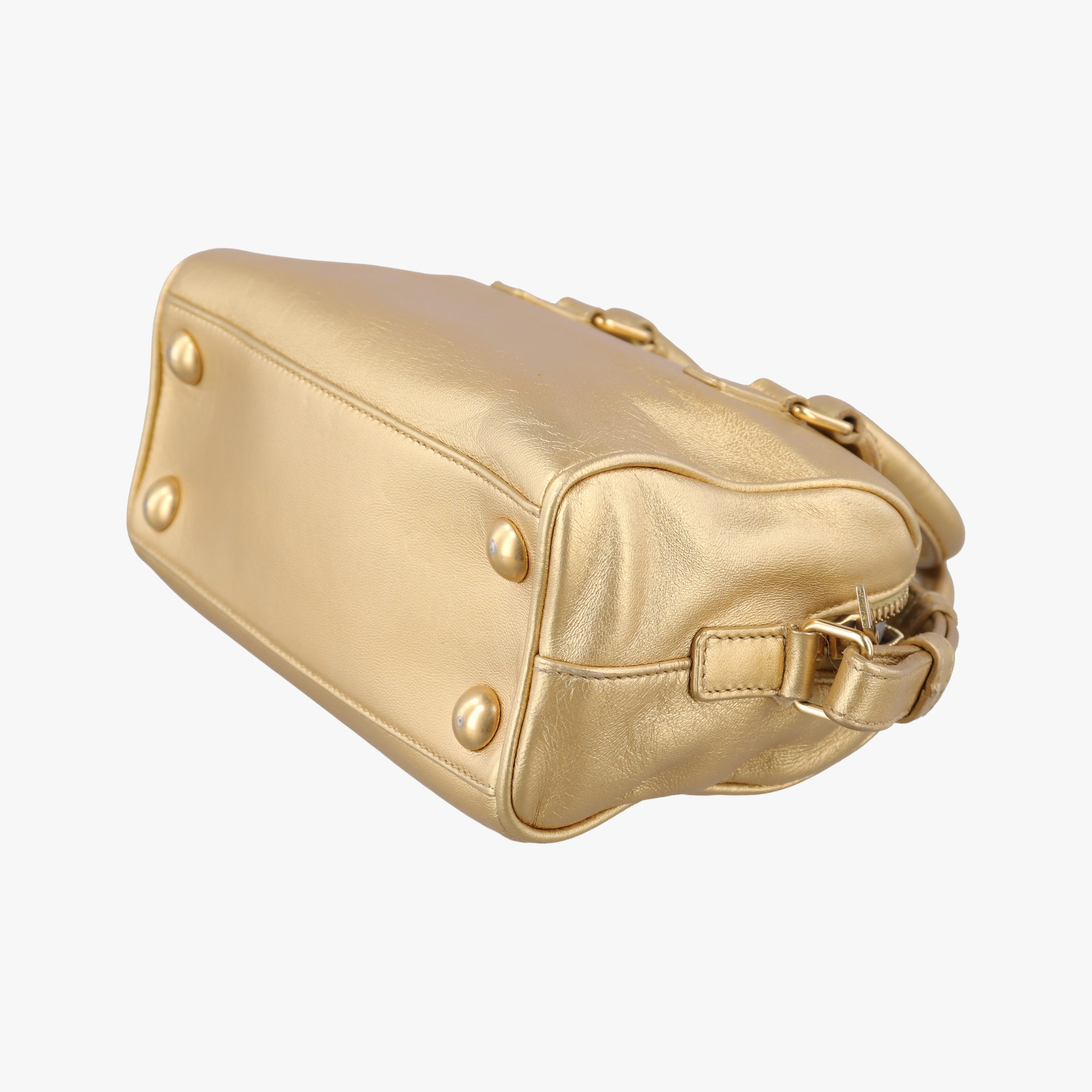 Pre-owned Yves Saint Laurent CLASSIC BABY DUFFLE Golden Leather 340238 shoulderbag | stylenewstar