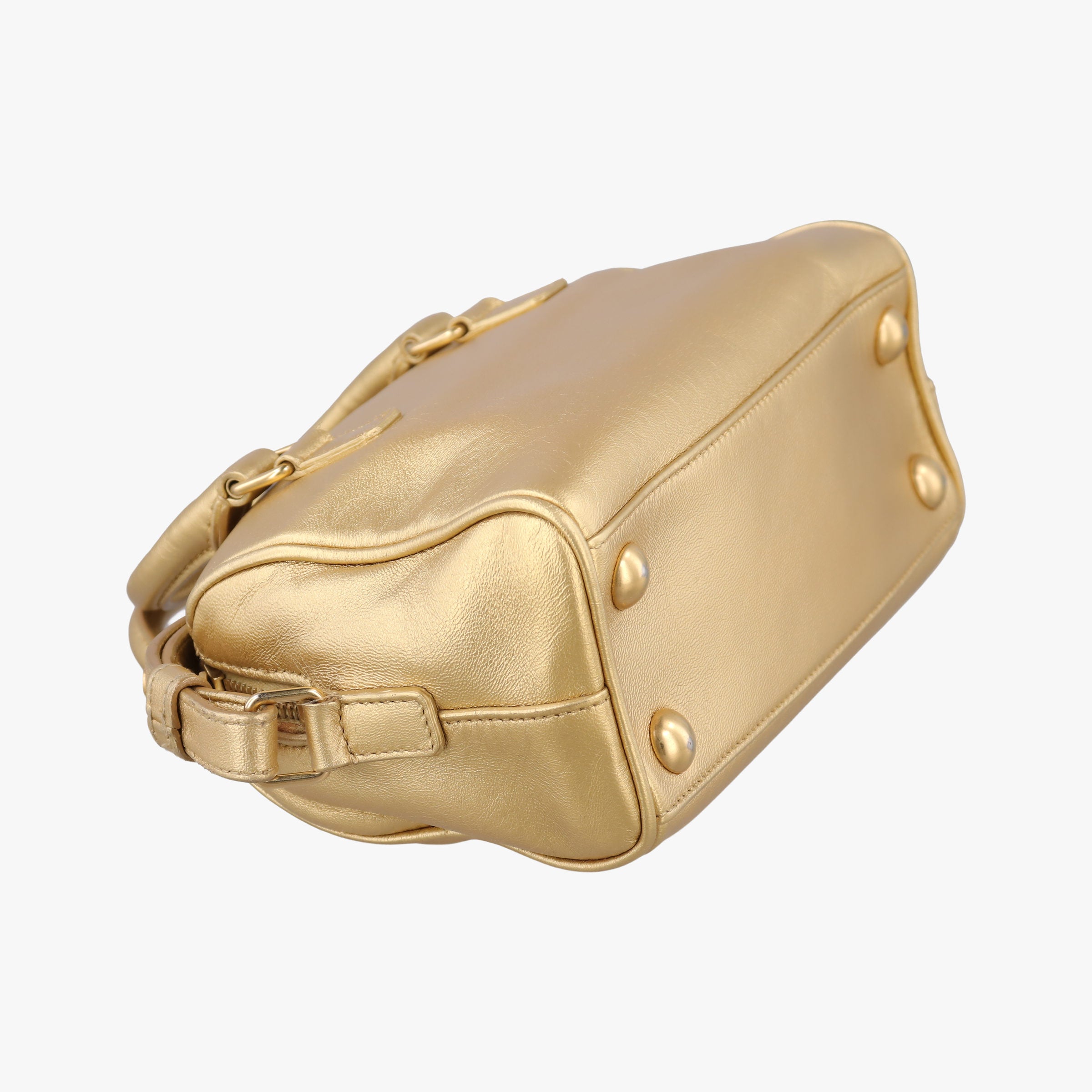 Pre-owned Yves Saint Laurent CLASSIC BABY DUFFLE Golden Leather 340238 shoulderbag | stylenewstar