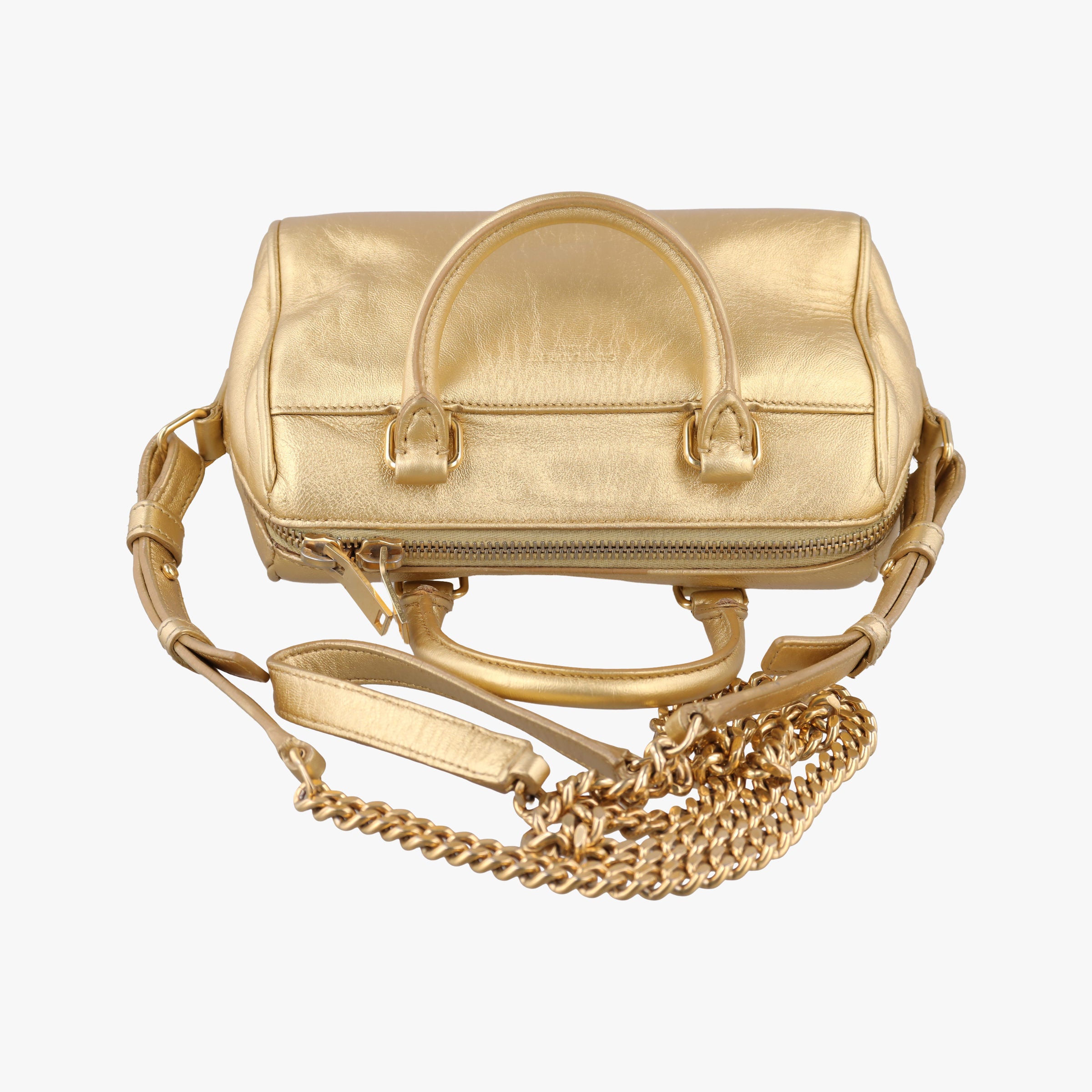 Pre-owned Yves Saint Laurent CLASSIC BABY DUFFLE Golden Leather 340238 shoulderbag | stylenewstar
