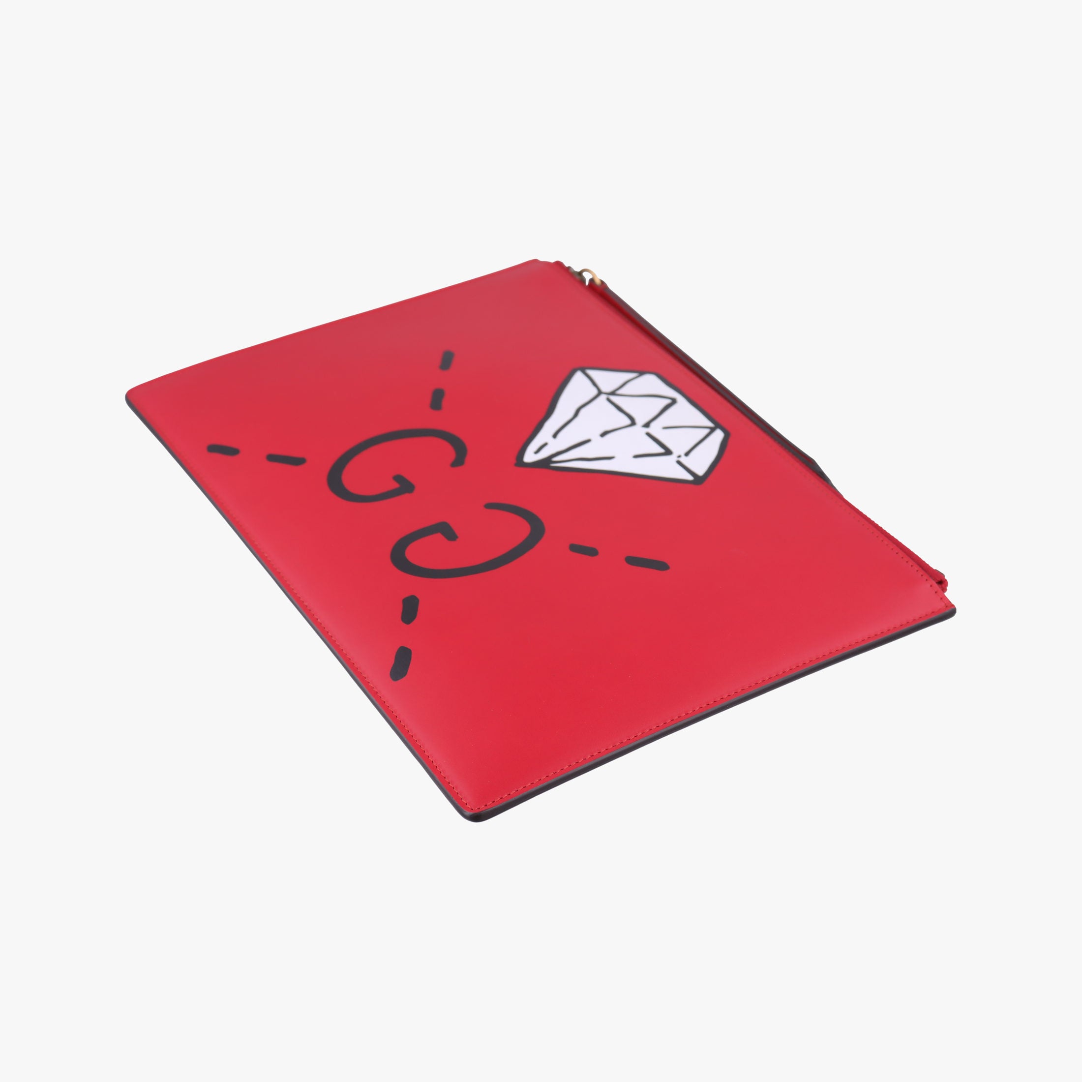 Pre-owned Gucci Ghost Red Leather 445597 clutchbag | stylenewstar