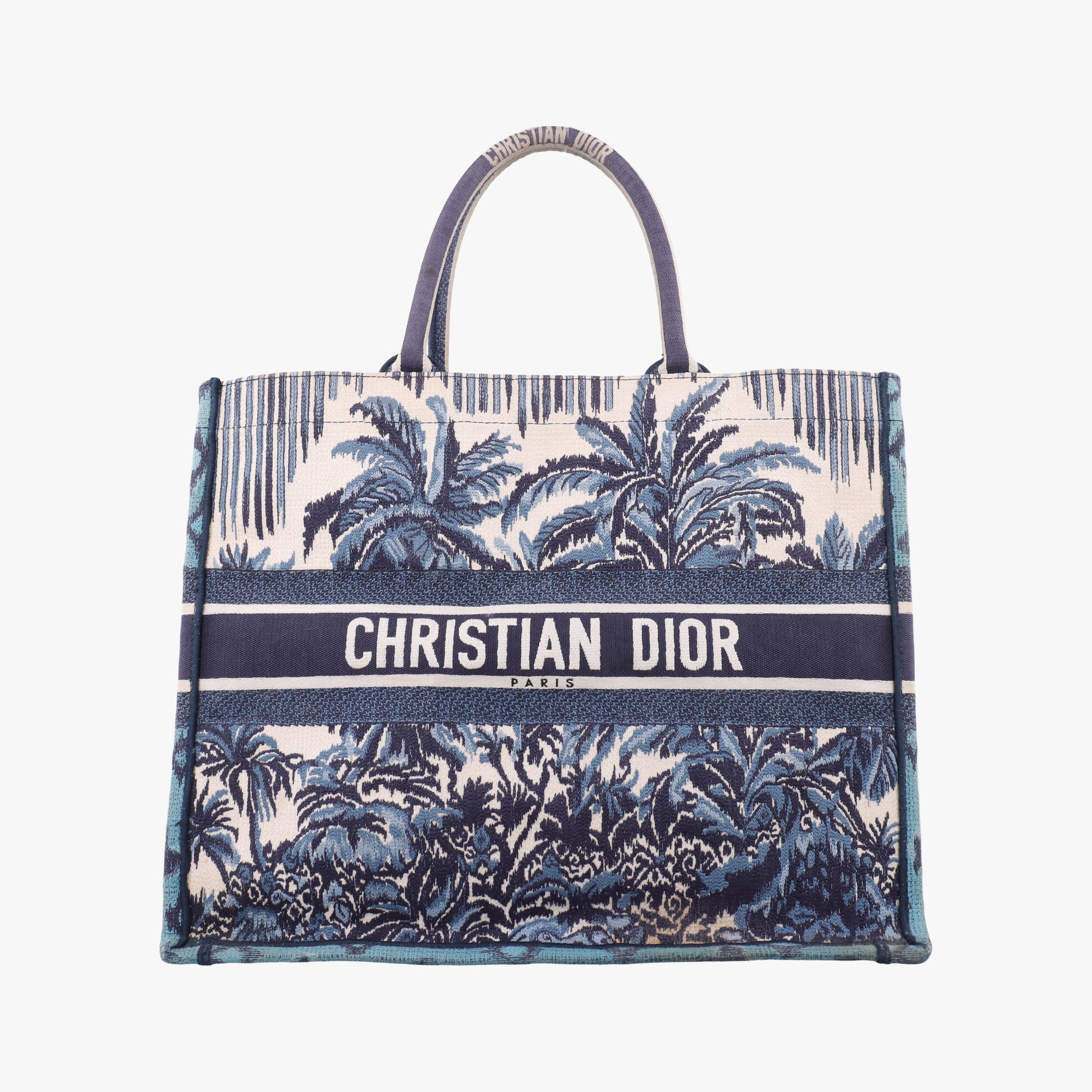 Pre-owned Christian Dior Book Tote Navy Jacquard  handbag | stylenewstar