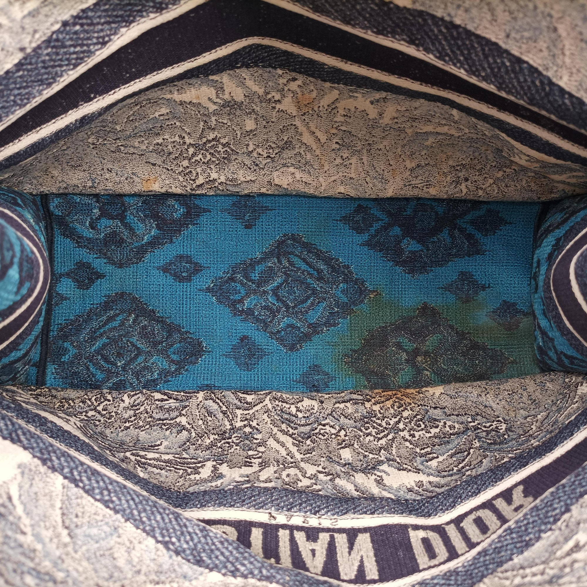 Pre-owned Christian Dior Book Tote Navy Jacquard  handbag | stylenewstar