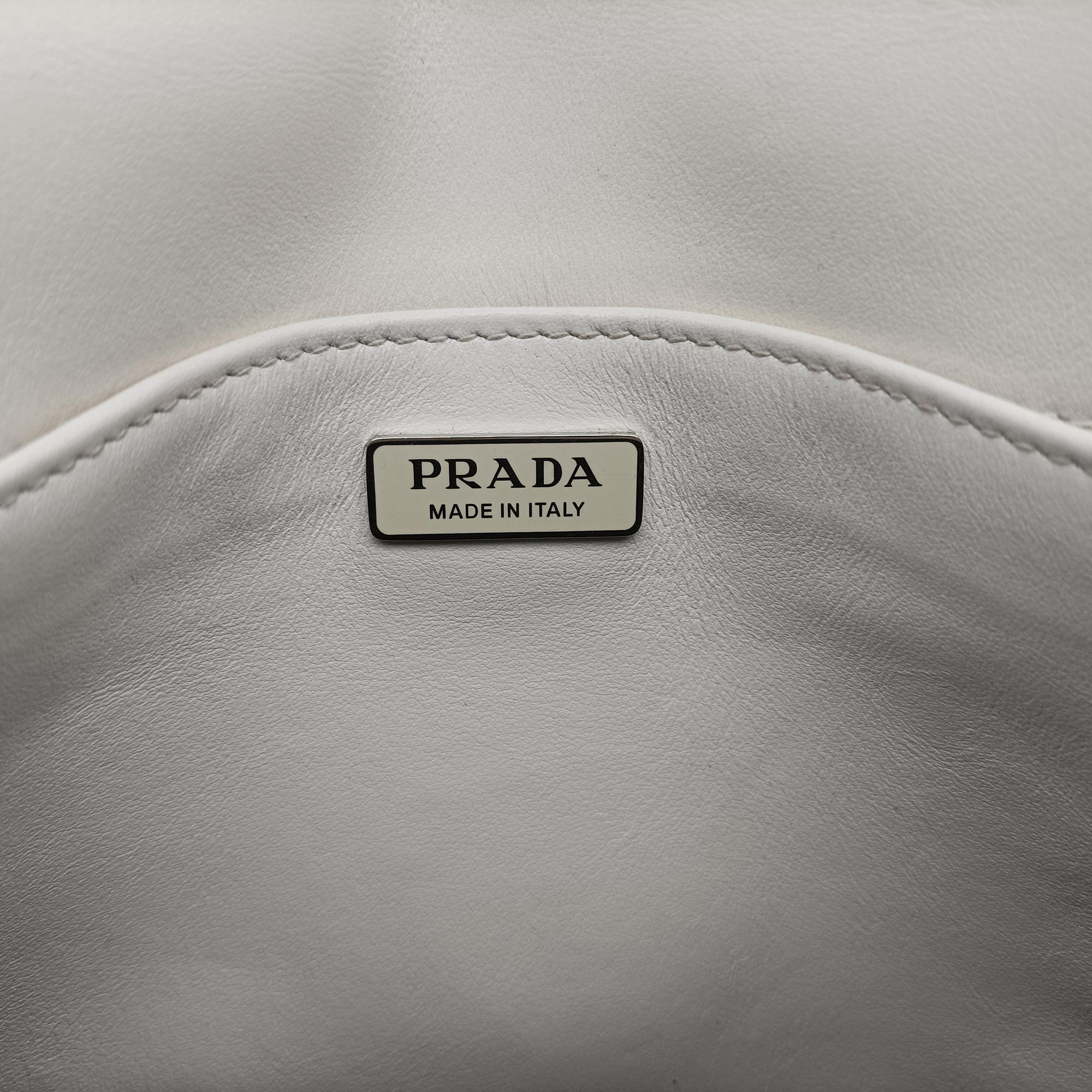 Pre-owned Prada Cleo Flap White Leather  shoulderbag | stylenewstar