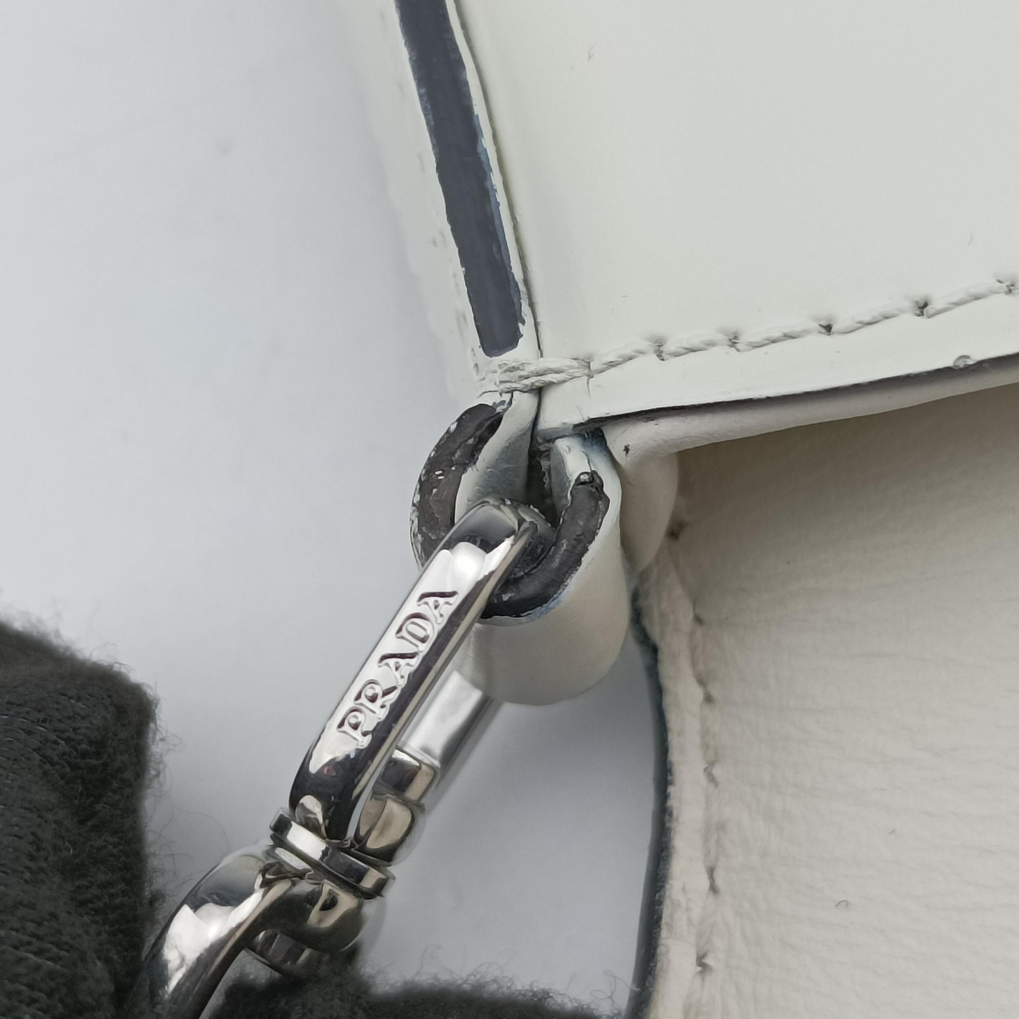 Pre-owned Prada Cleo Flap White Leather  shoulderbag | stylenewstar