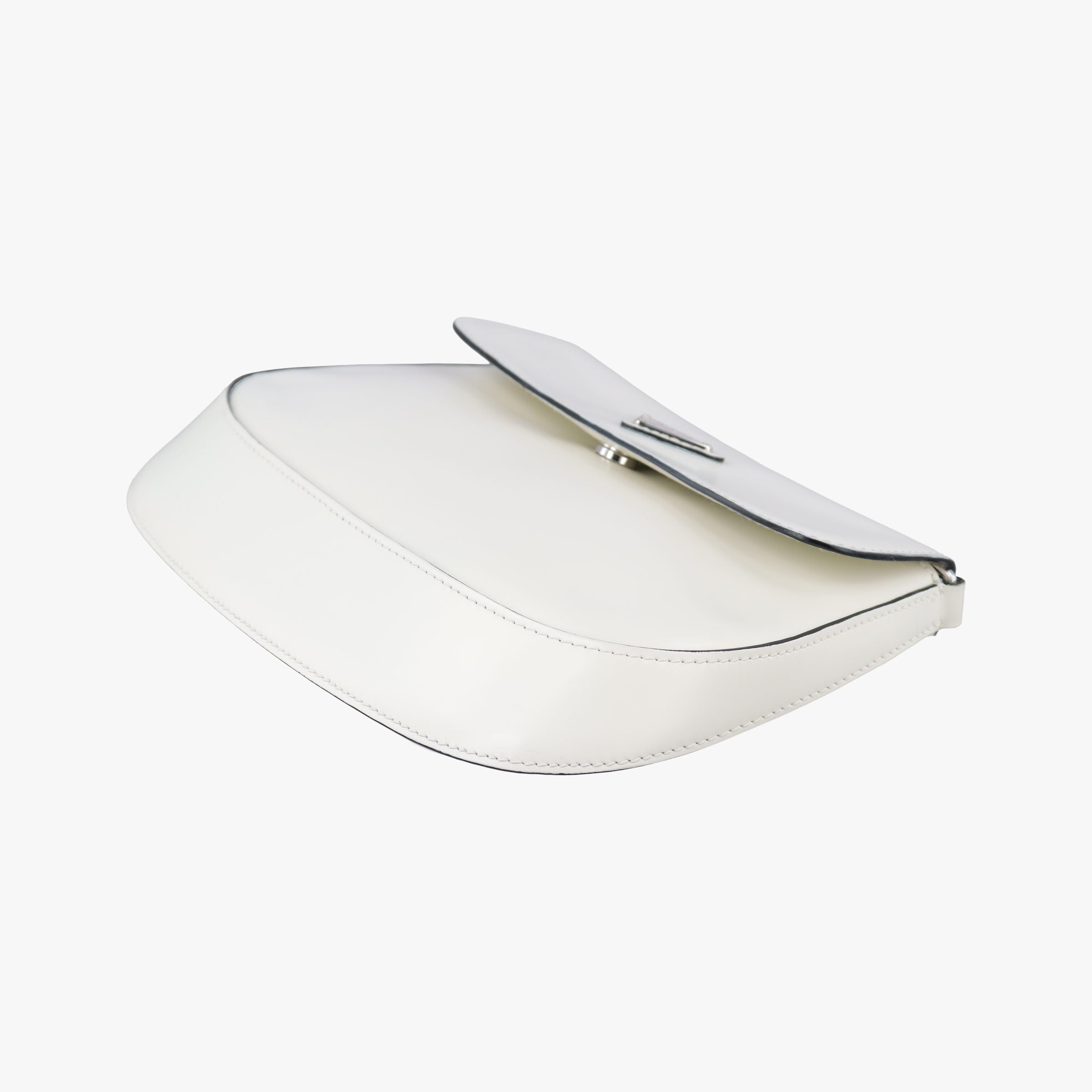 Pre-owned Prada Cleo Flap White Leather  shoulderbag | stylenewstar