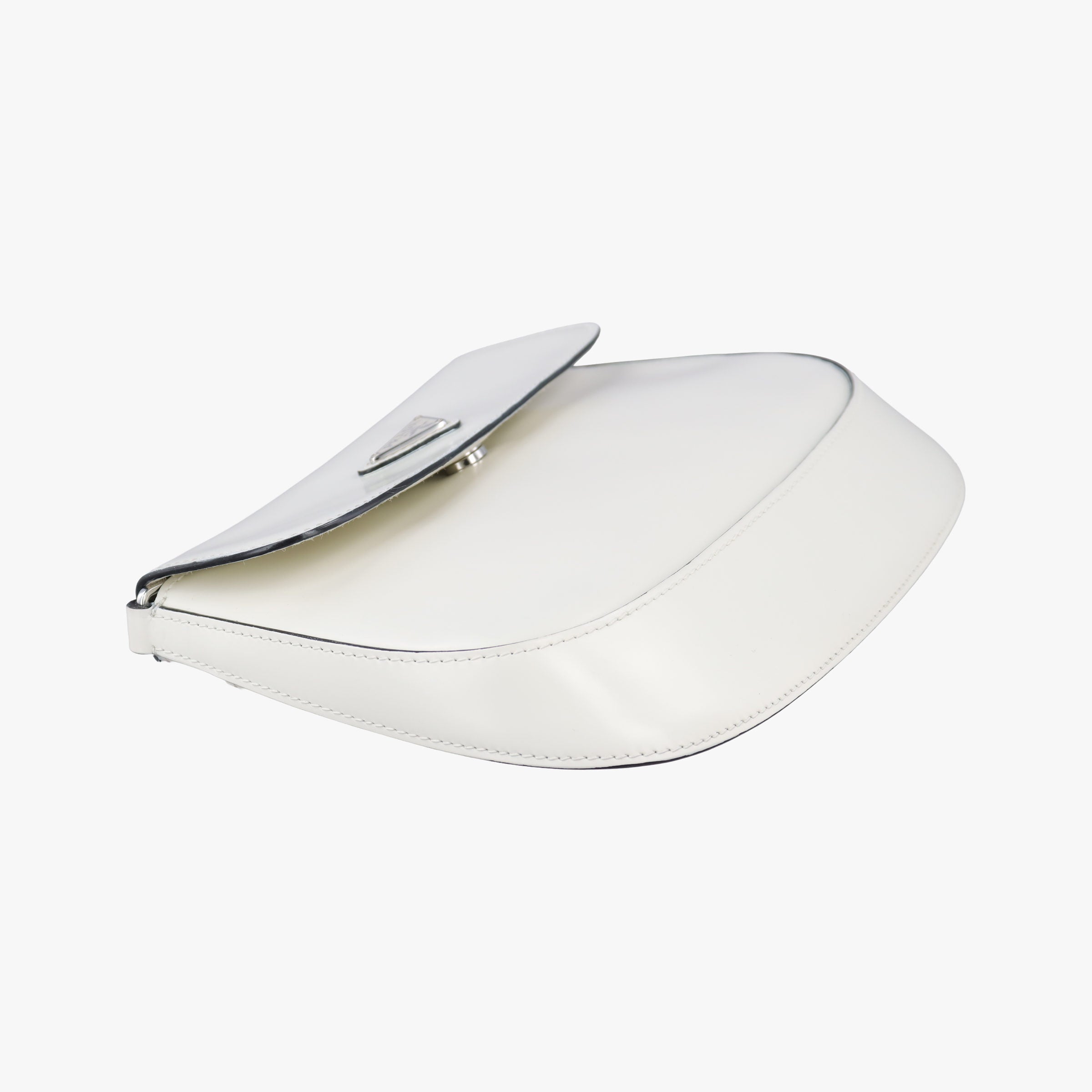 Pre-owned Prada Cleo Flap White Leather  shoulderbag | stylenewstar