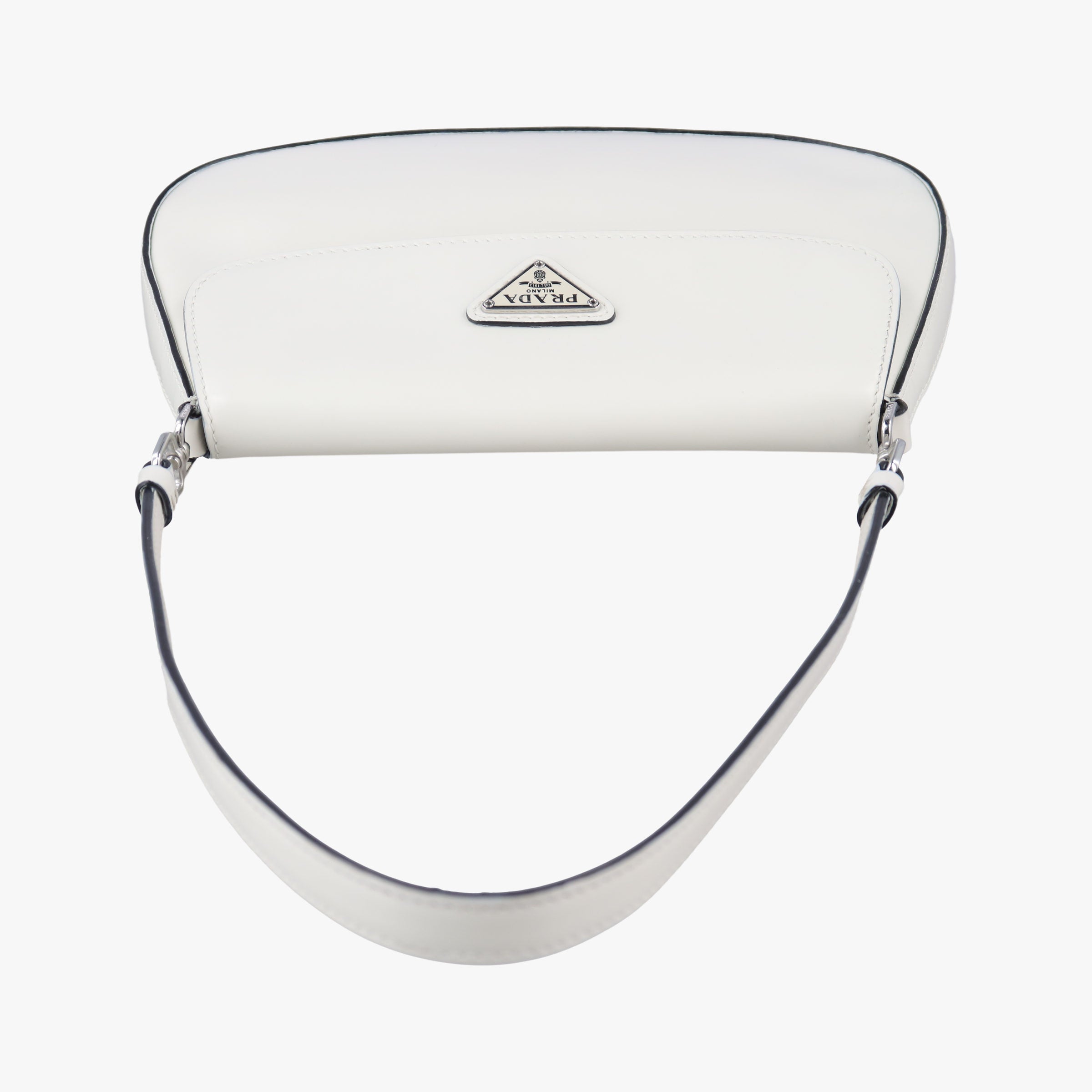 Pre-owned Prada Cleo Flap White Leather  shoulderbag | stylenewstar