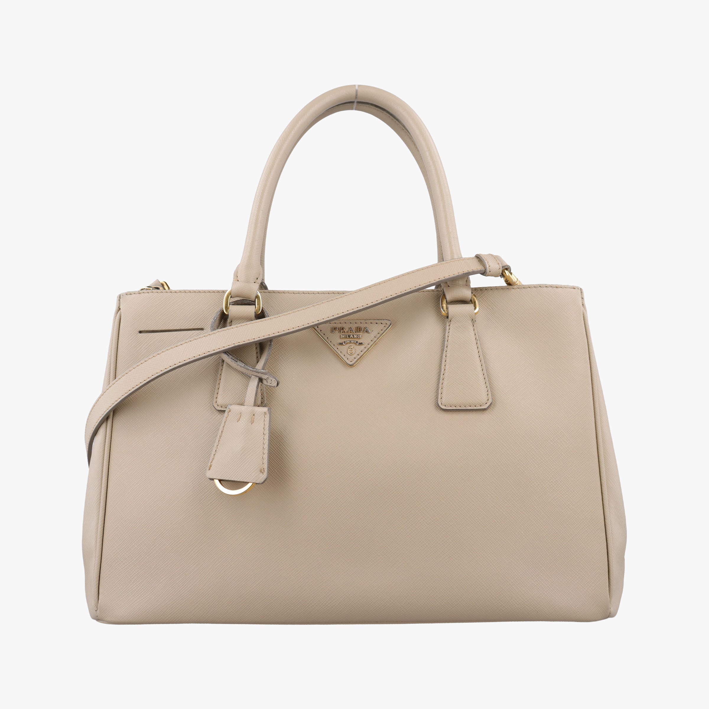Pre-owned Prada Galleria Beige SAFFIANO Leather BN2274 shoulderbag | stylenewstar
