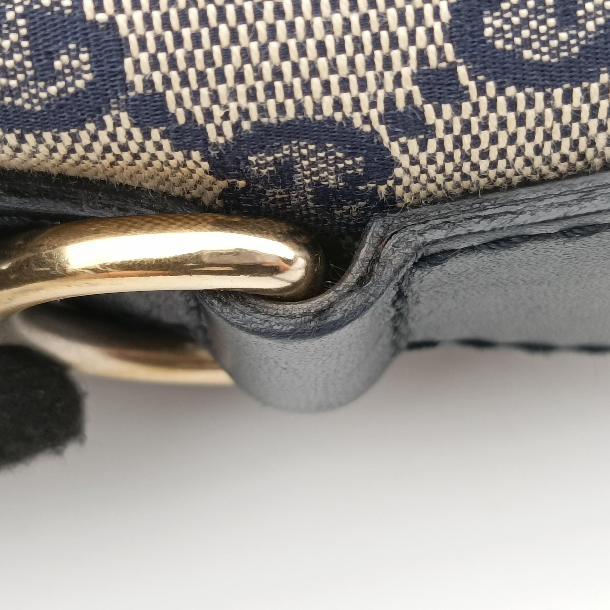 Pre-owned Gucci Sherry Line Navy×beige Leather×Canvas 247205 handbag | stylenewstar