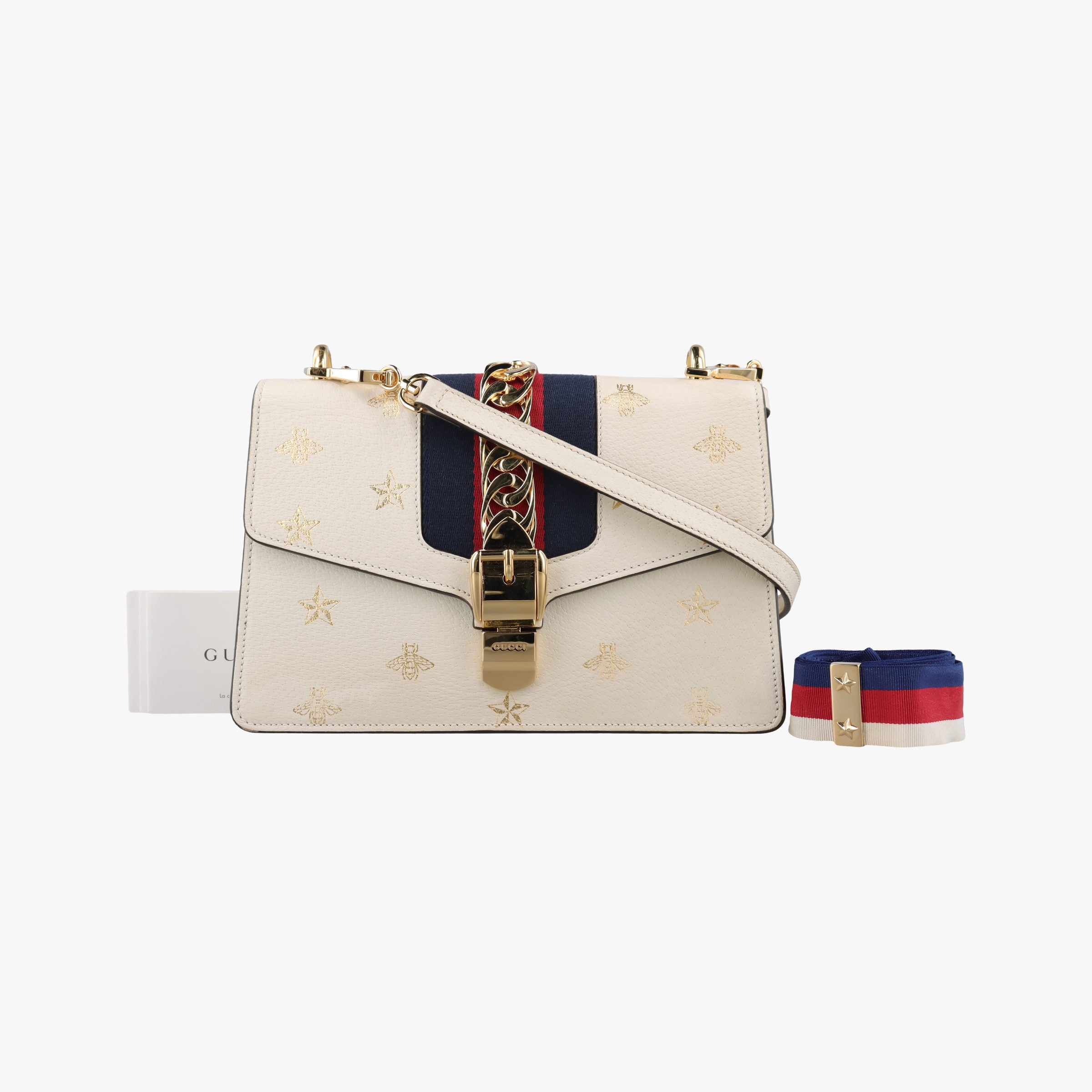 Secondhand Gucci Sylvie Ivory×Navy×Red Leather 524405 shoulderbag | stylenewstar