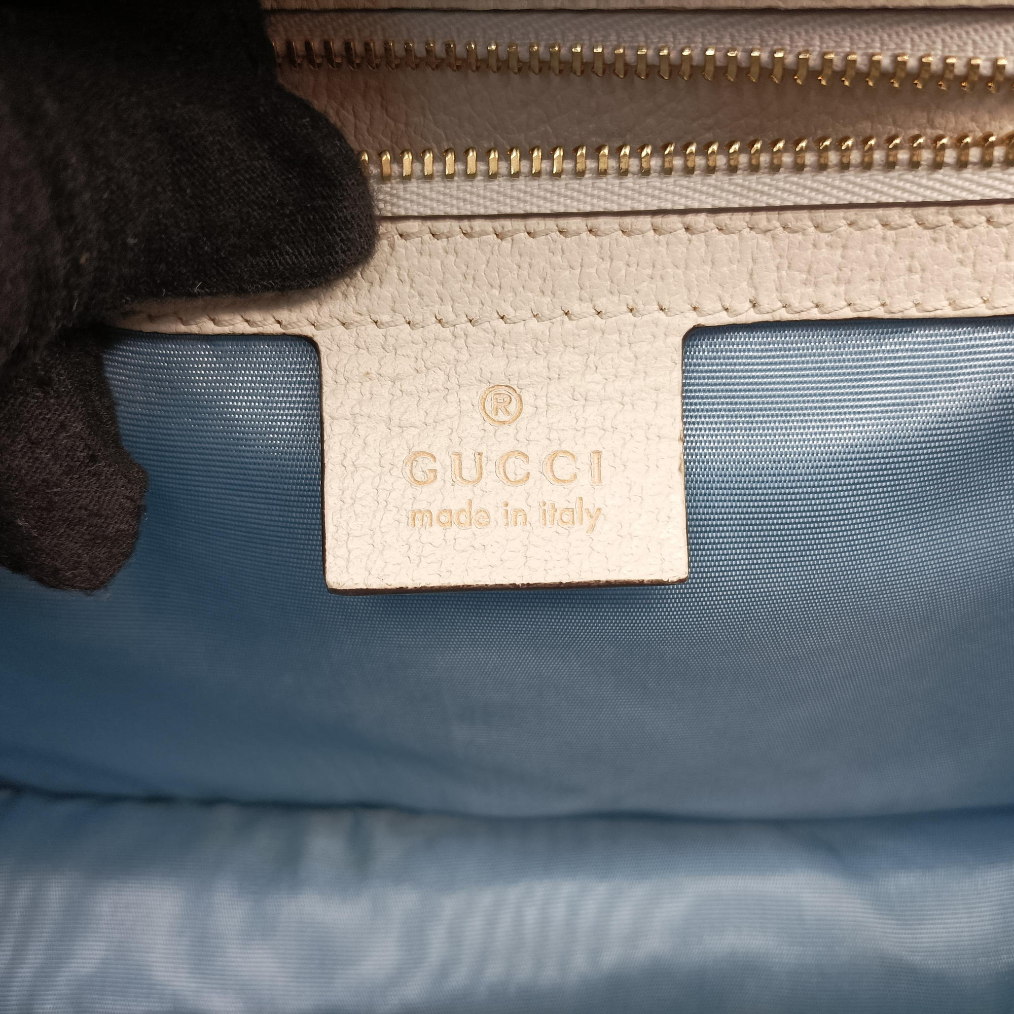 Secondhand Gucci Sylvie Ivory×Navy×Red Leather 524405 shoulderbag | stylenewstar