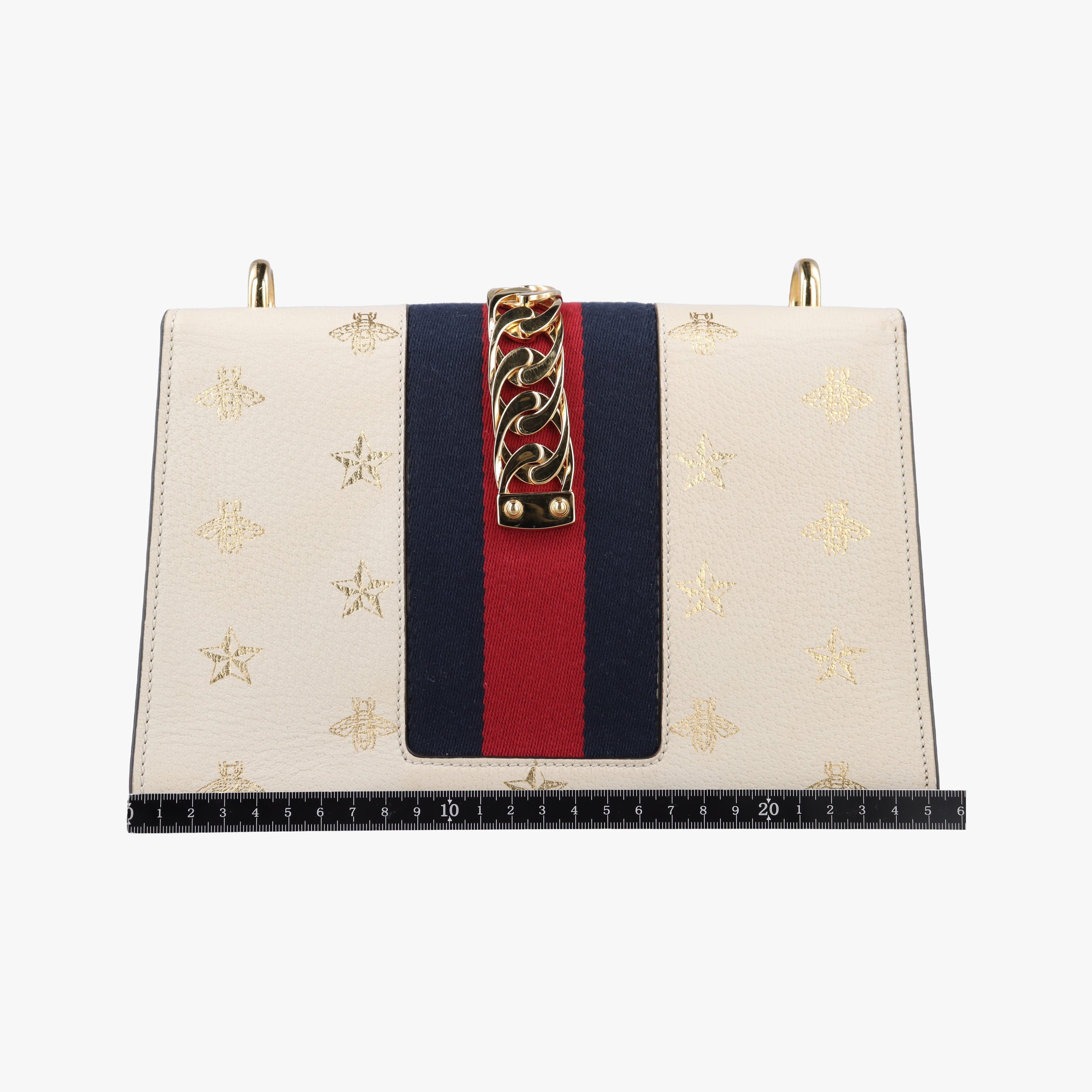 Secondhand Gucci Sylvie Ivory×Navy×Red Leather 524405 shoulderbag | stylenewstar