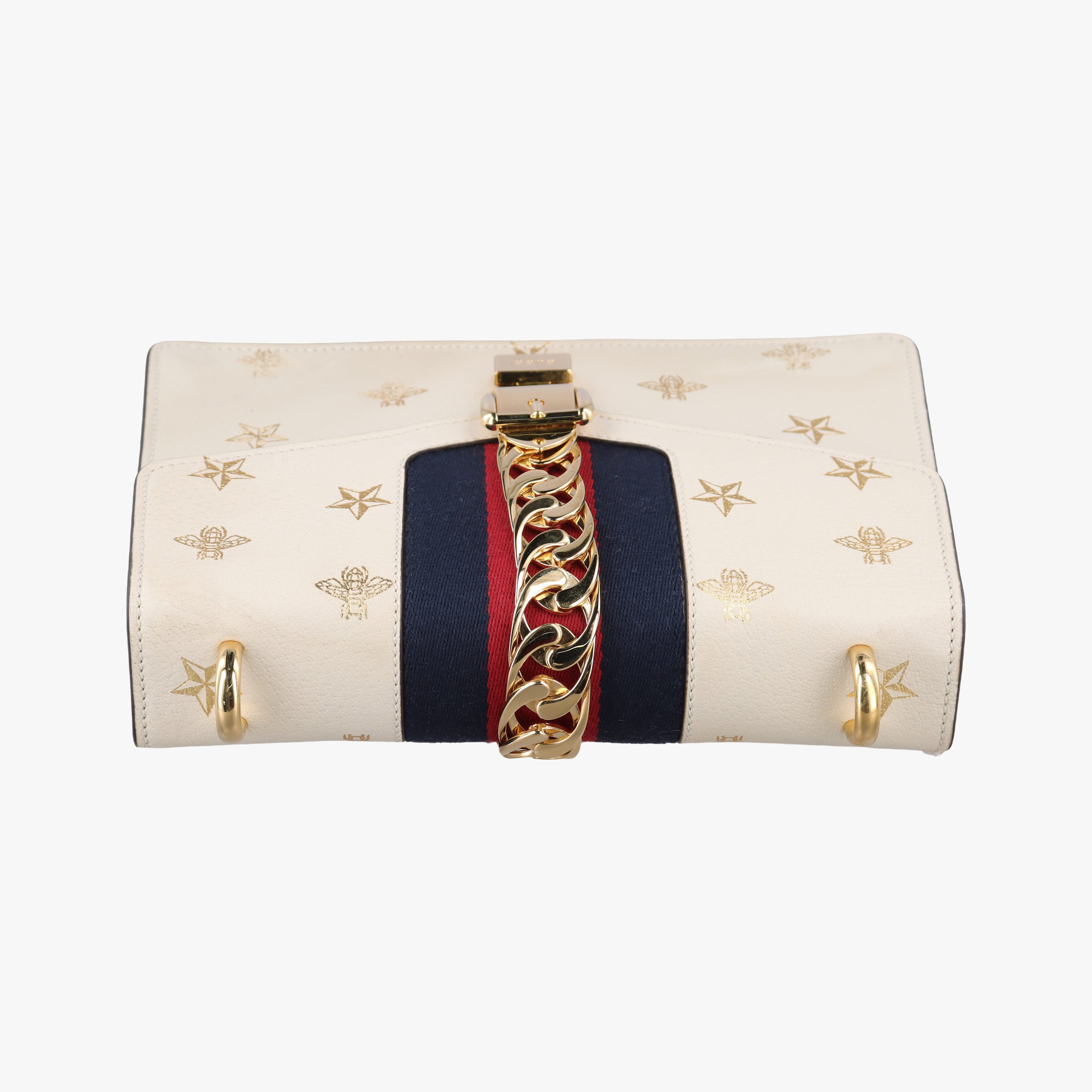 Secondhand Gucci Sylvie Ivory×Navy×Red Leather 524405 shoulderbag | stylenewstar
