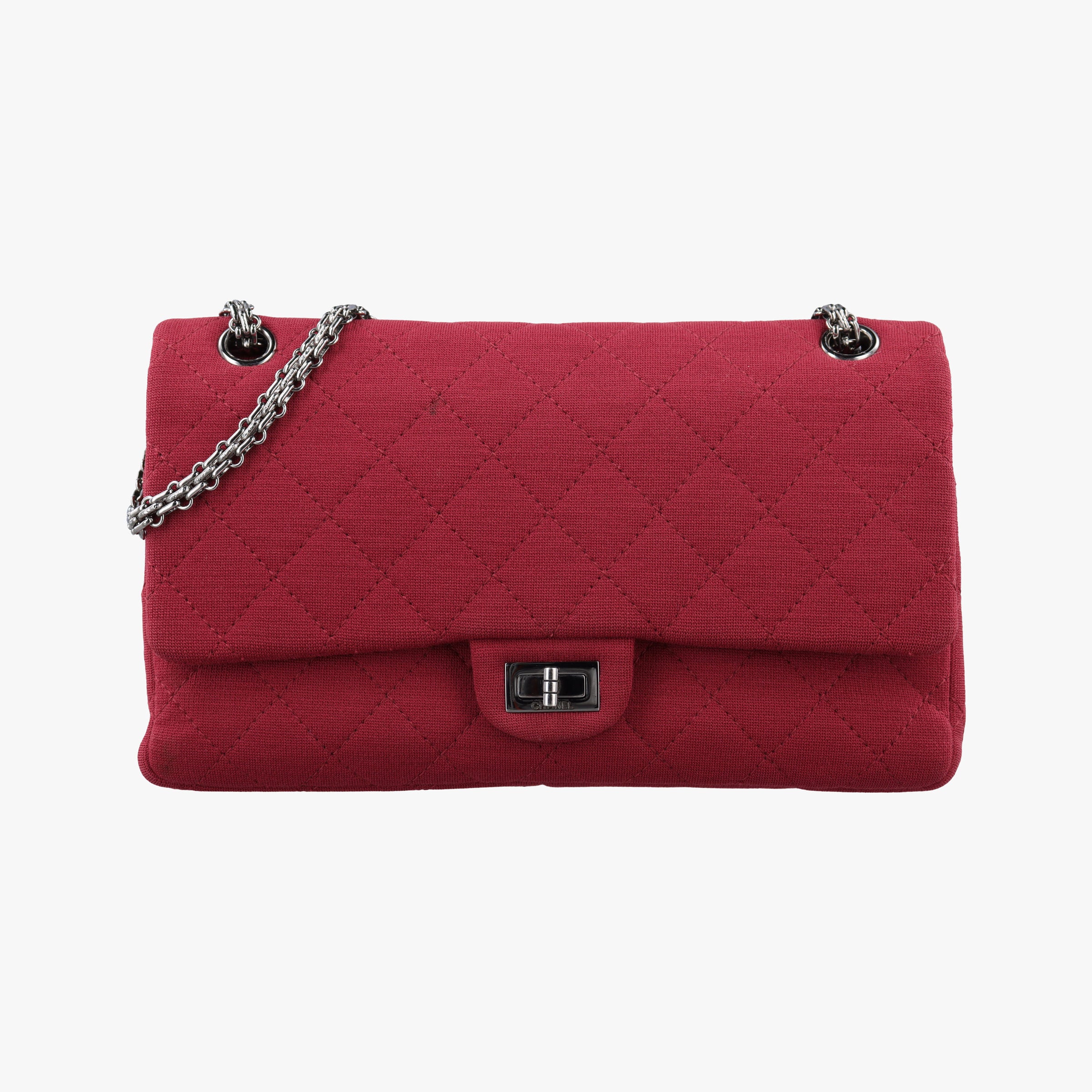Vintage Chanel 2.55 Matelasse Red Cotton Jersey A37587 shoulderbag | stylenewstar