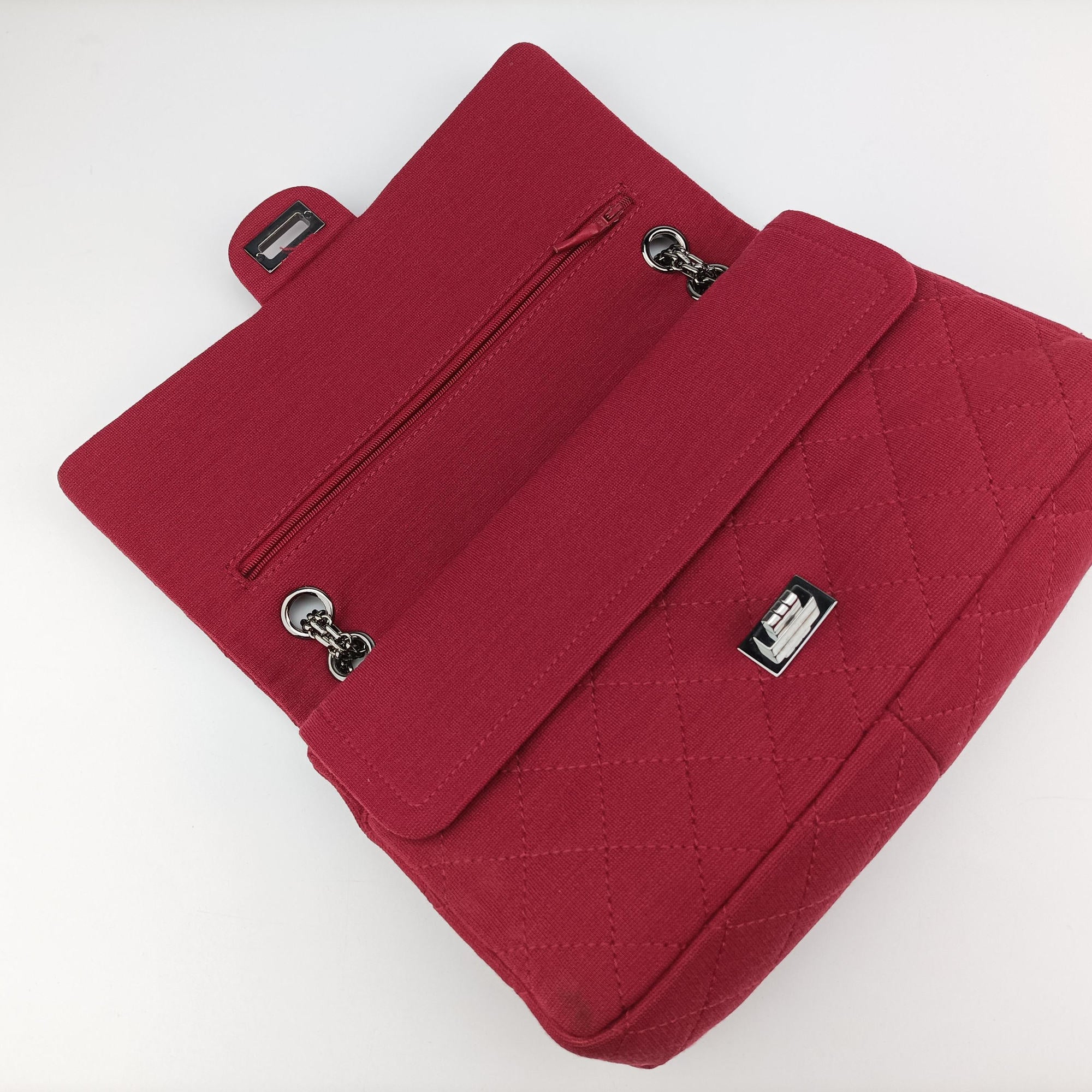 Vintage Chanel 2.55 Matelasse Red Cotton Jersey A37587 shoulderbag | stylenewstar