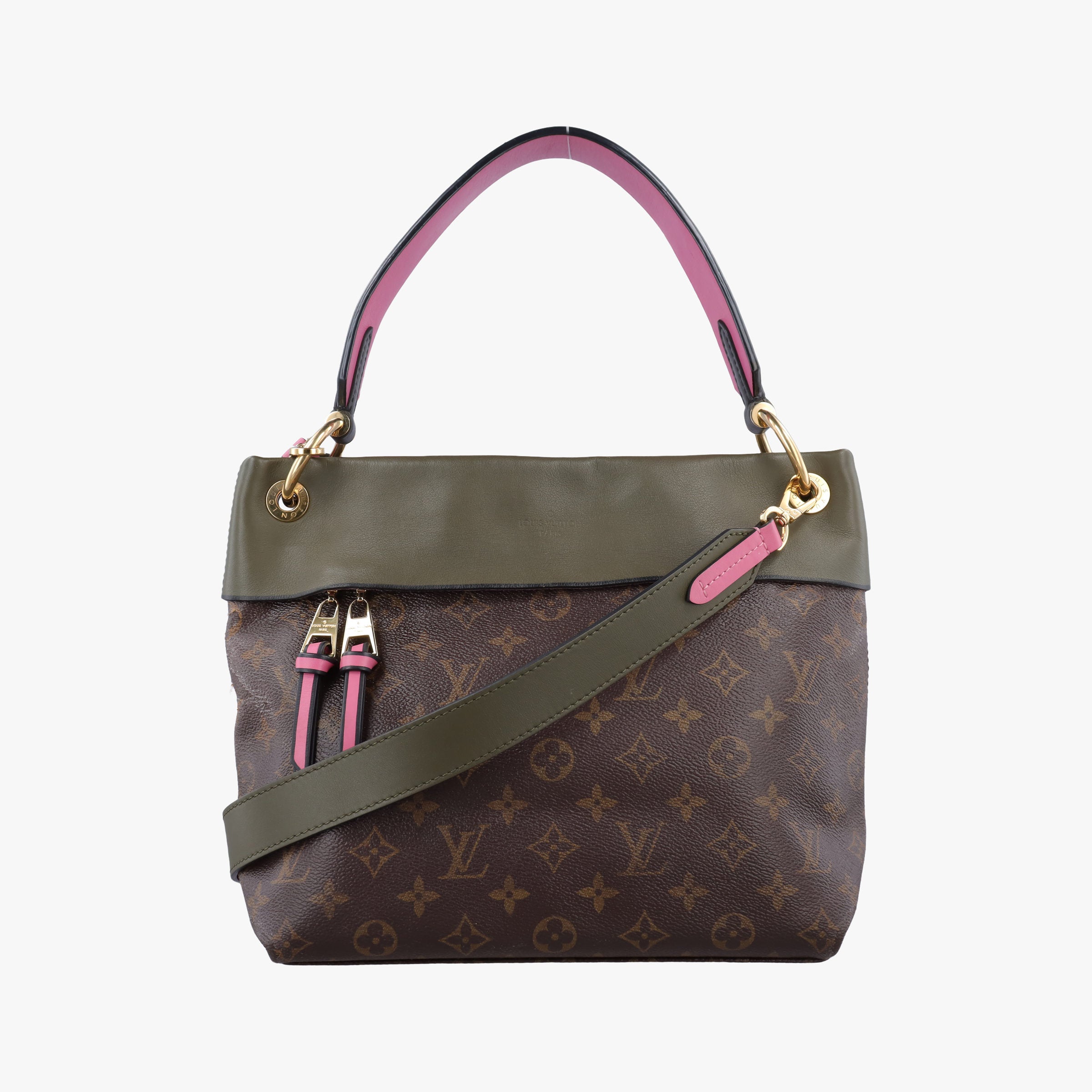 Pre-owned Louis Vuitton Tuileries Bezas Brown×KHAKI Monogram Canvas×calf leather M43159 shoulderbag | stylenewstar