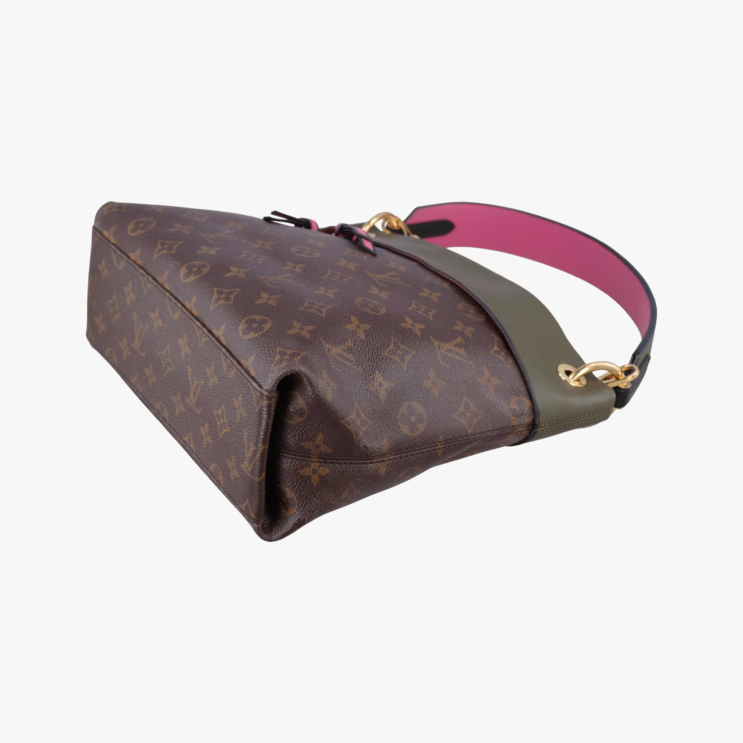 Pre-owned Louis Vuitton Tuileries Bezas Brown×KHAKI Monogram Canvas×calf leather M43159 shoulderbag | stylenewstar