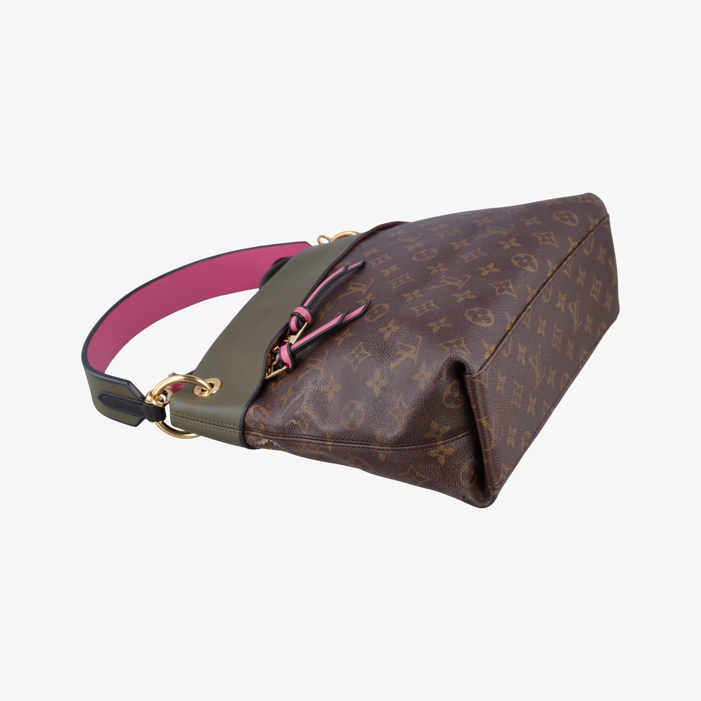Pre-owned Louis Vuitton Tuileries Bezas Brown×KHAKI Monogram Canvas×calf leather M43159 shoulderbag | stylenewstar