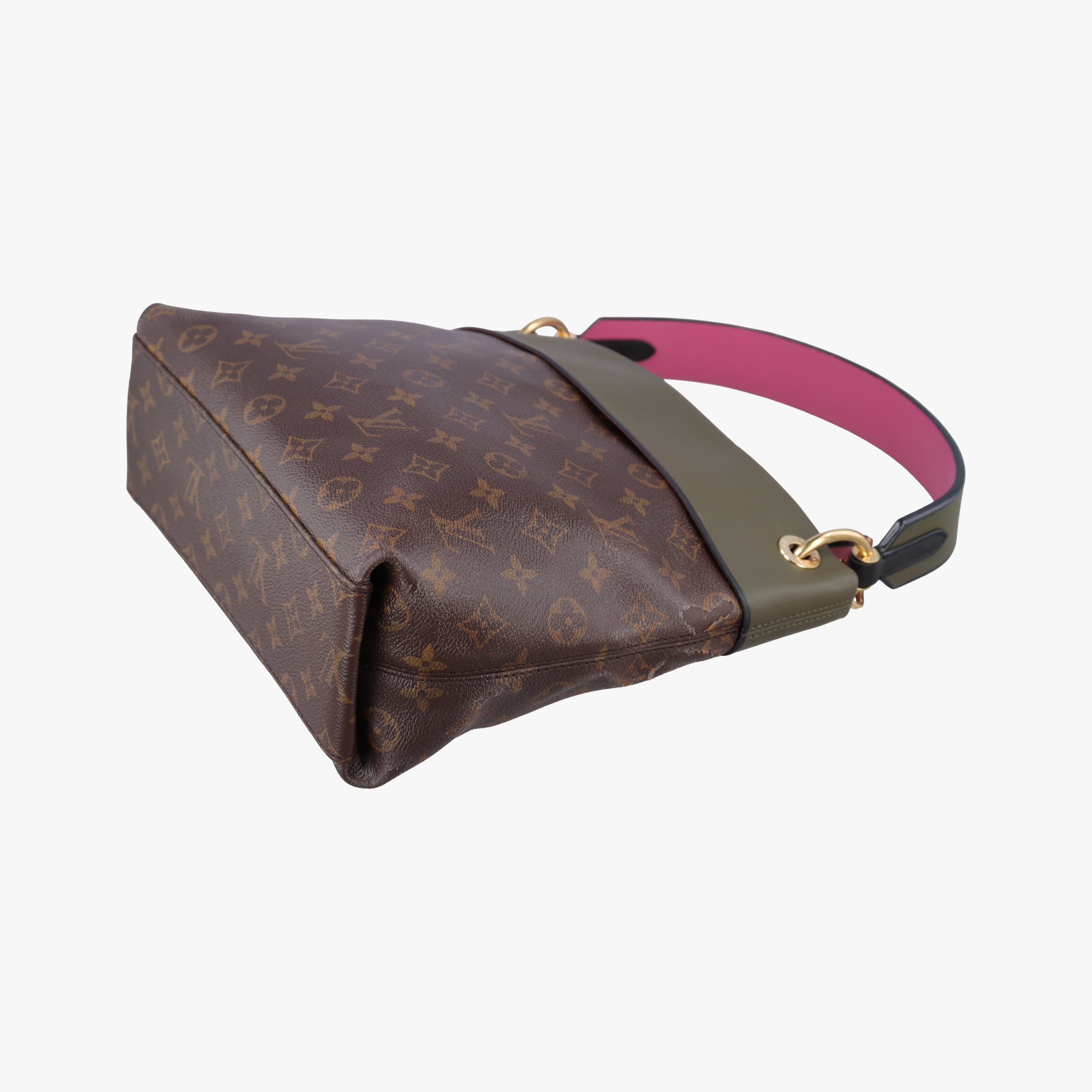 Pre-owned Louis Vuitton Tuileries Bezas Brown×KHAKI Monogram Canvas×calf leather M43159 shoulderbag | stylenewstar
