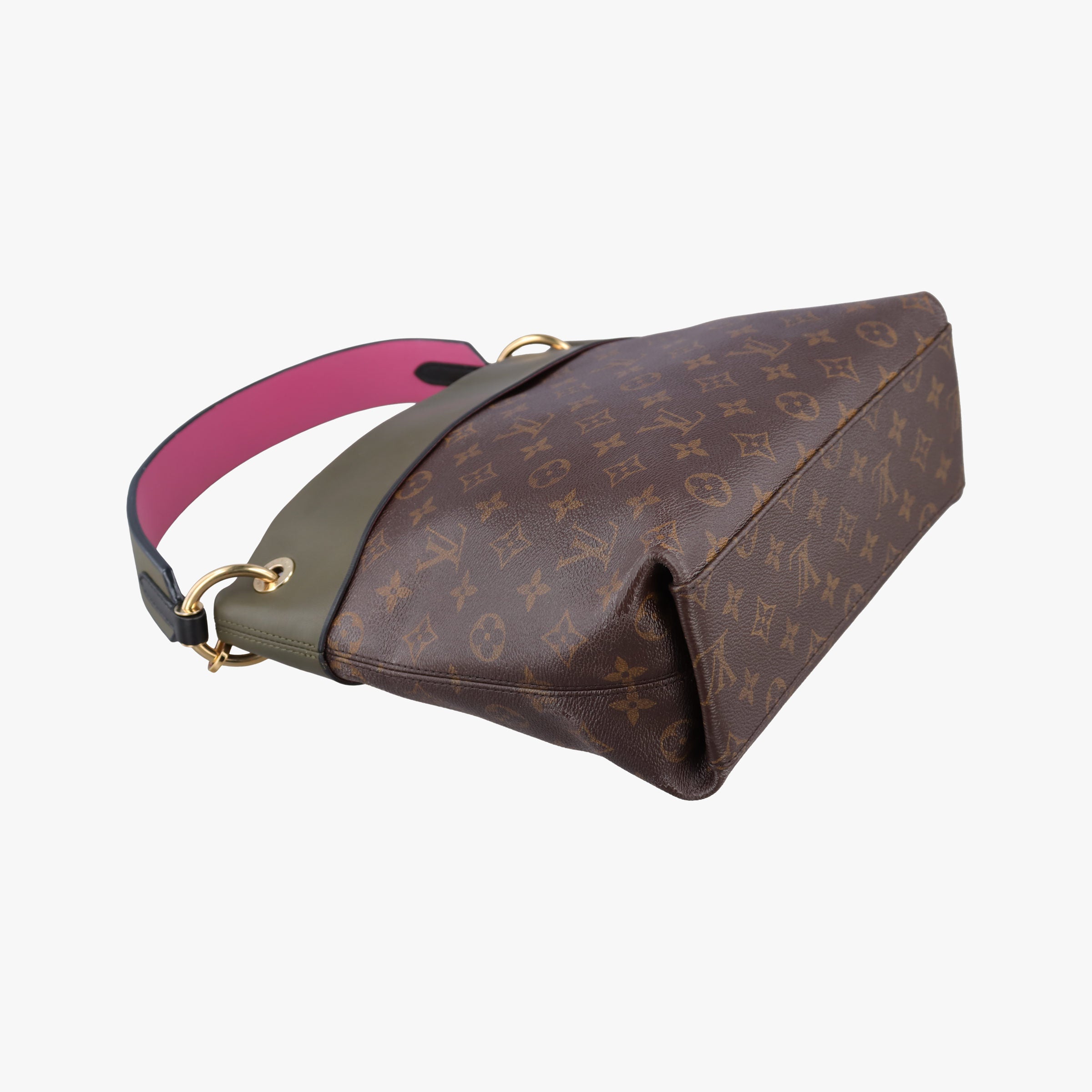 Pre-owned Louis Vuitton Tuileries Bezas Brown×KHAKI Monogram Canvas×calf leather M43159 shoulderbag | stylenewstar
