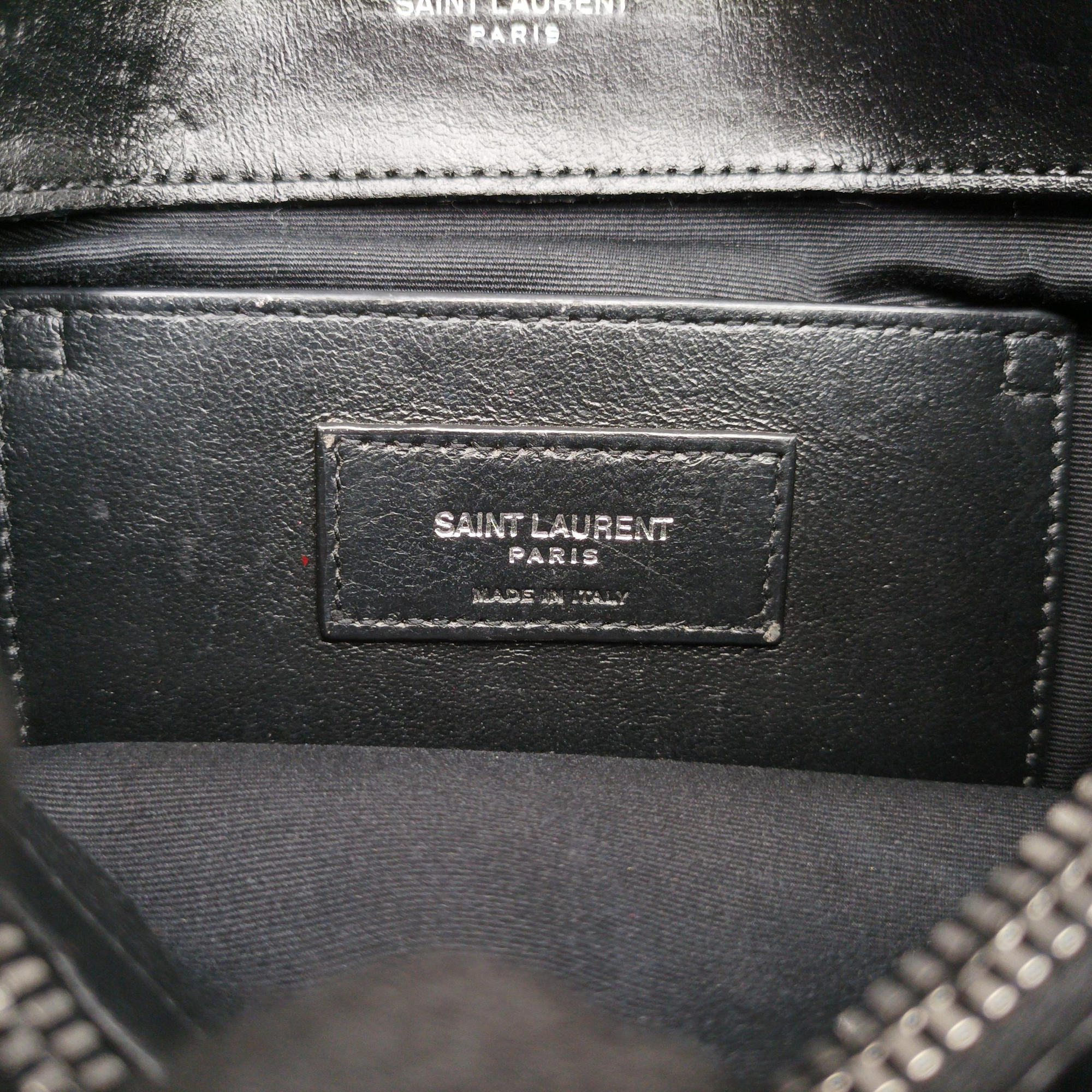 Secondhand Yves Saint Laurent COLLEGE Medium Black Chevron-quilted leather 600279 shoulderbag | stylenewstar