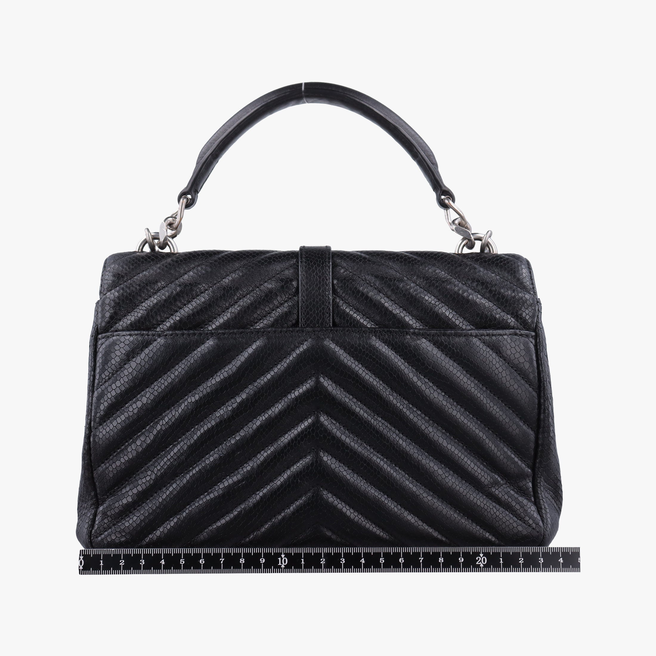 Secondhand Yves Saint Laurent COLLEGE Medium Black Chevron-quilted leather 600279 shoulderbag | stylenewstar